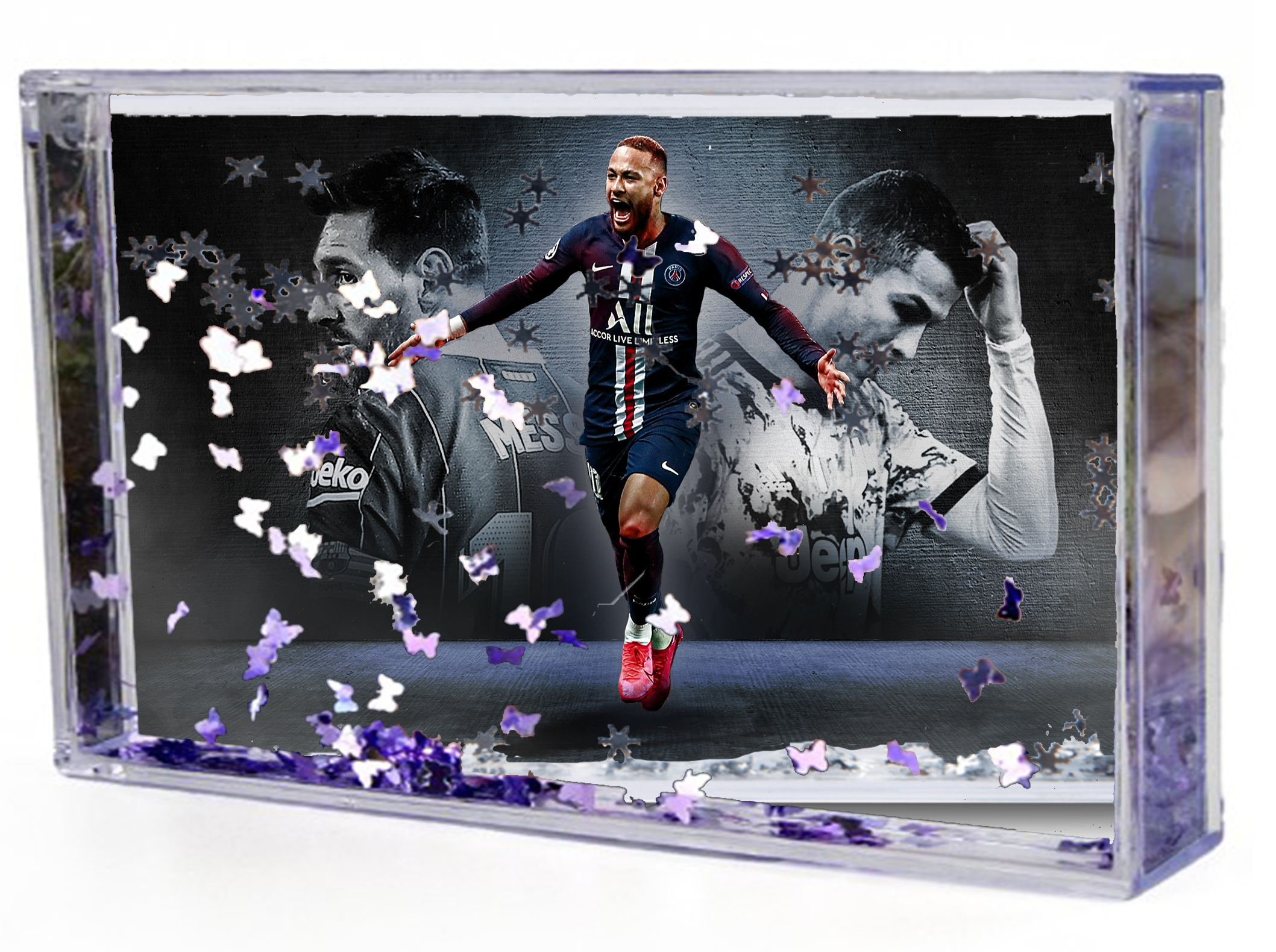 Akwarium - Ramka wodna 3D - Messi, Ronaldo, Neymar