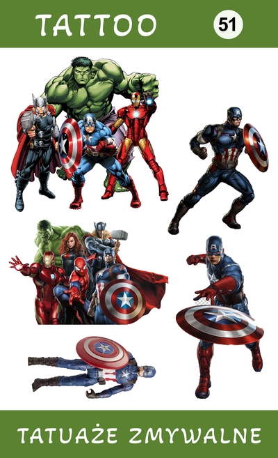Tatuaże zmywalne Avengers