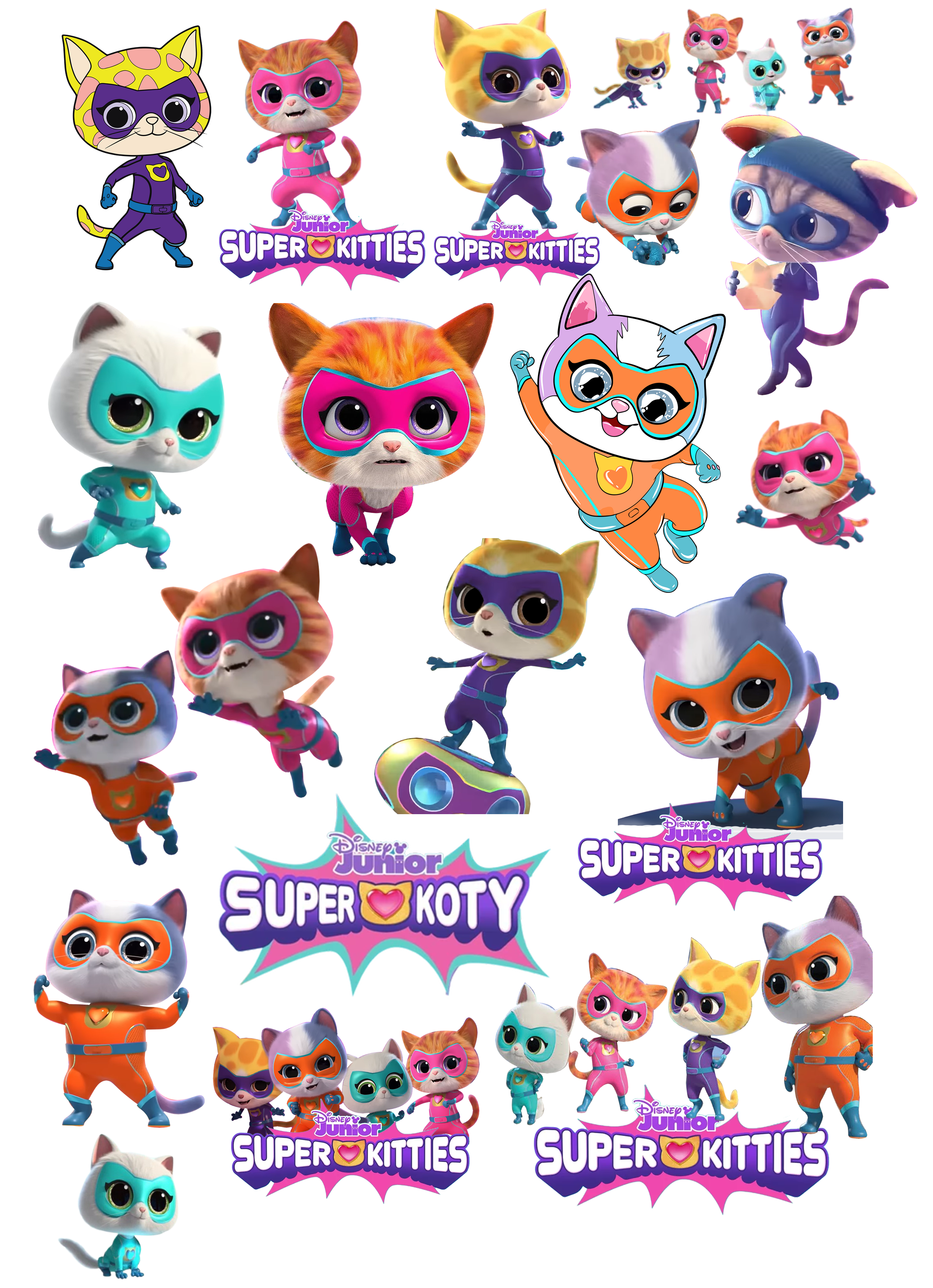 Duży Zestaw Mega Tatuaży zmywalnych - Super Kotki