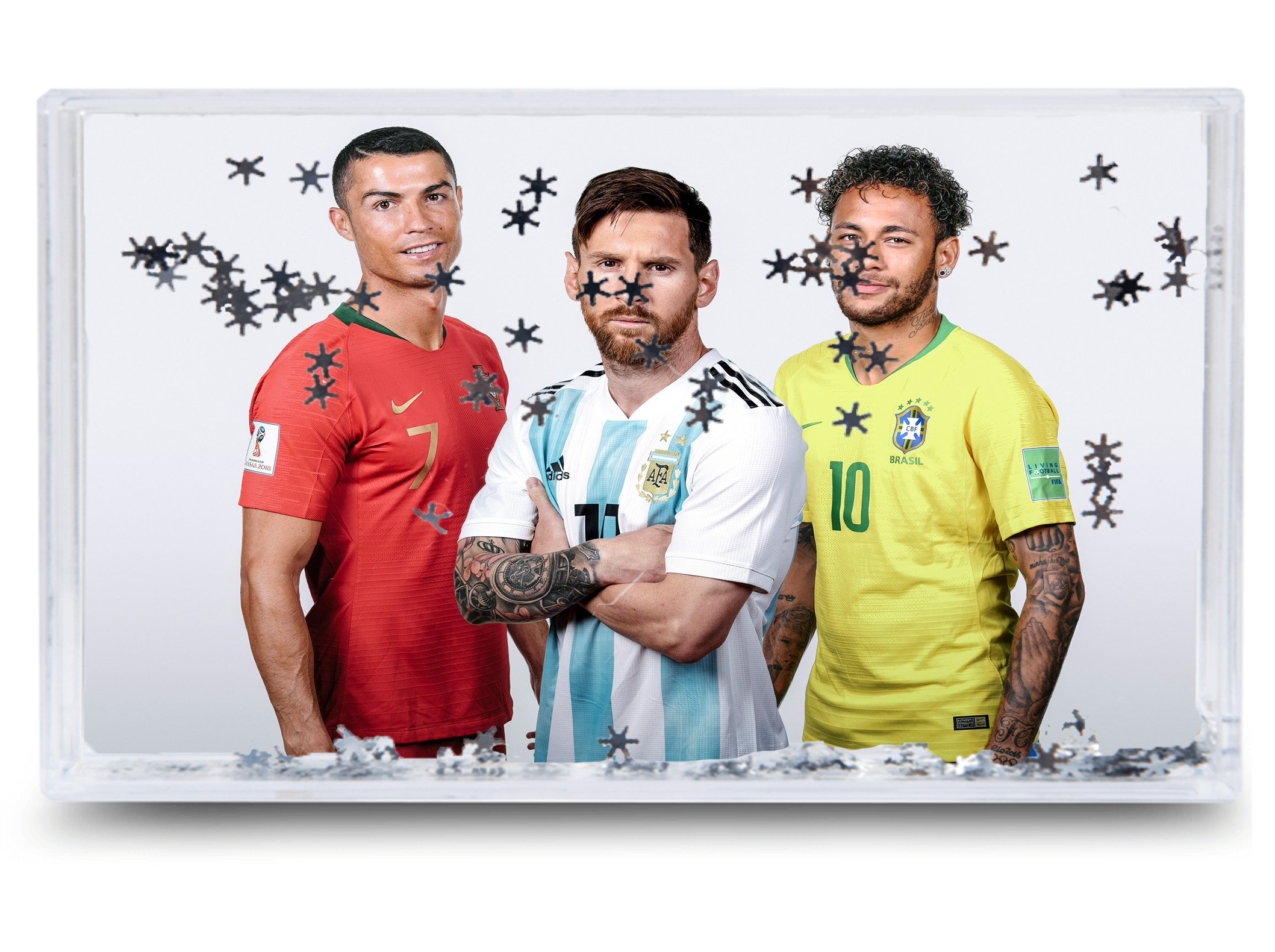 Akwarium - Ramka wodna 3D - Messi, Ronaldo, Neymar