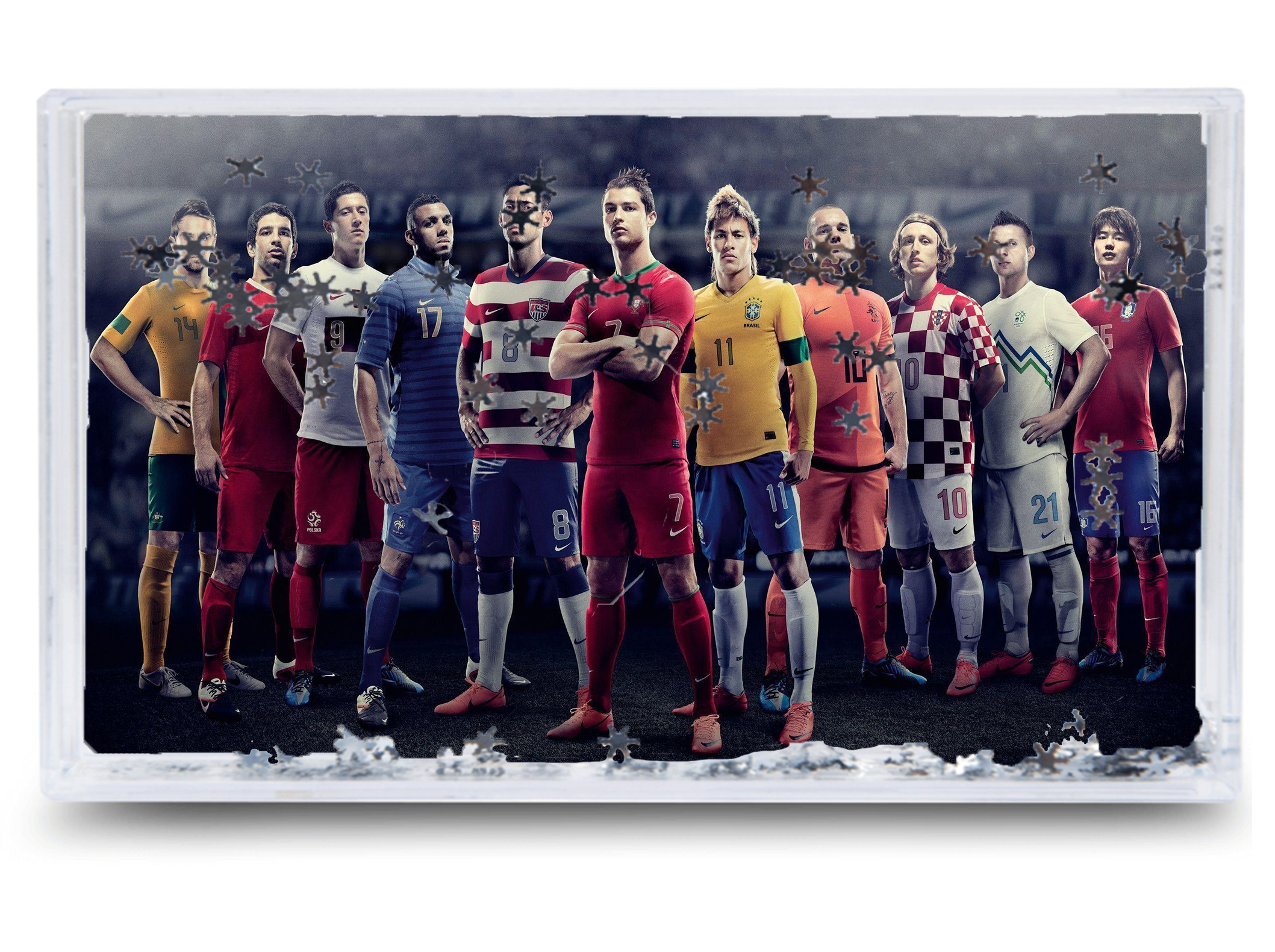 Akwarium - Ramka wodna 3D - Messi, Ronaldo, Neymar