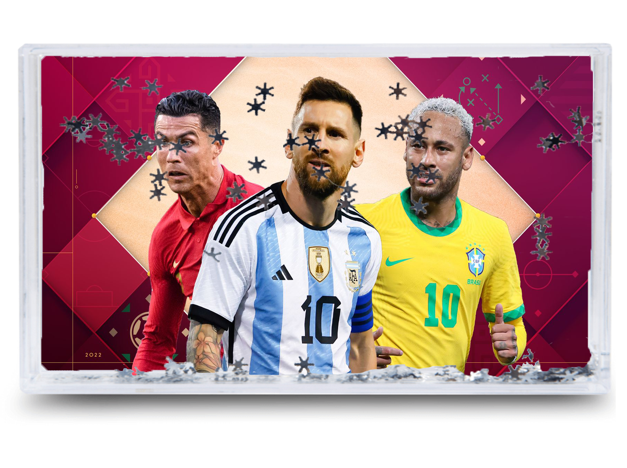 Akwarium - Ramka wodna 3D - Messi, Ronaldo, Neymar