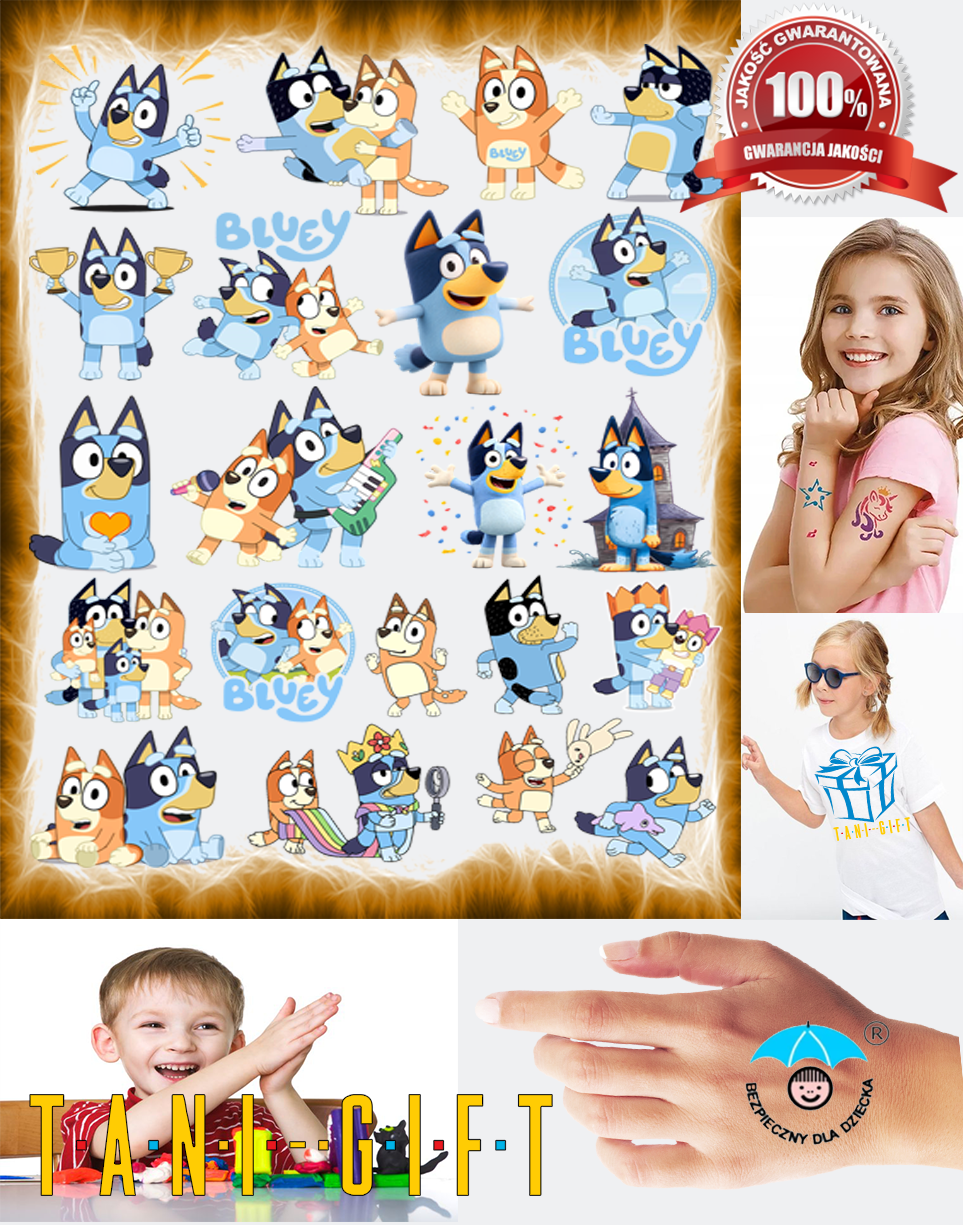 Duży Zestaw Mega Tatuaży zmywalnych - Bluey