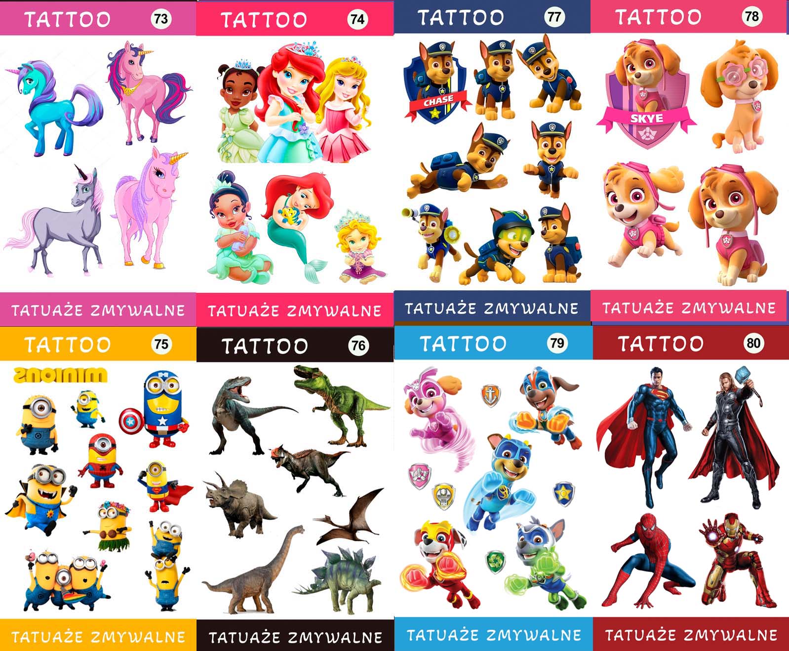 Duży Zestaw Mega Tatuaży zmywalnych - Jaś Fasola - Mr.Bean