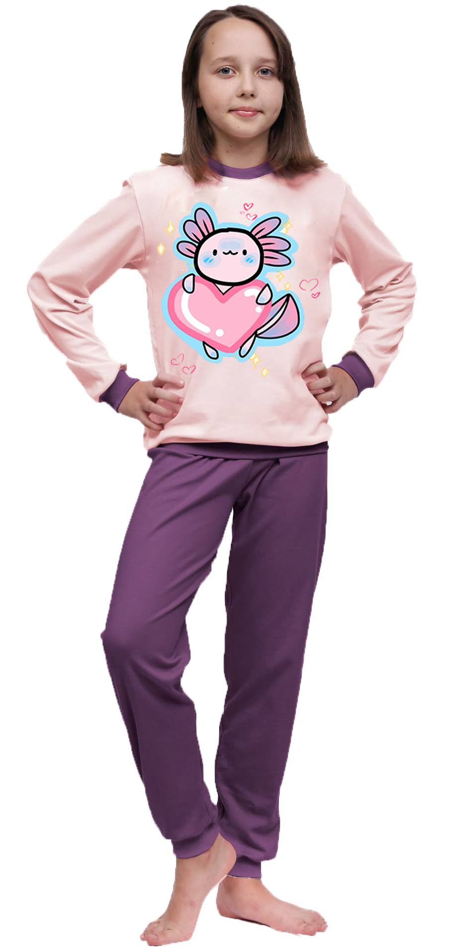 Piżama dziecięca Axolotl z Sercem