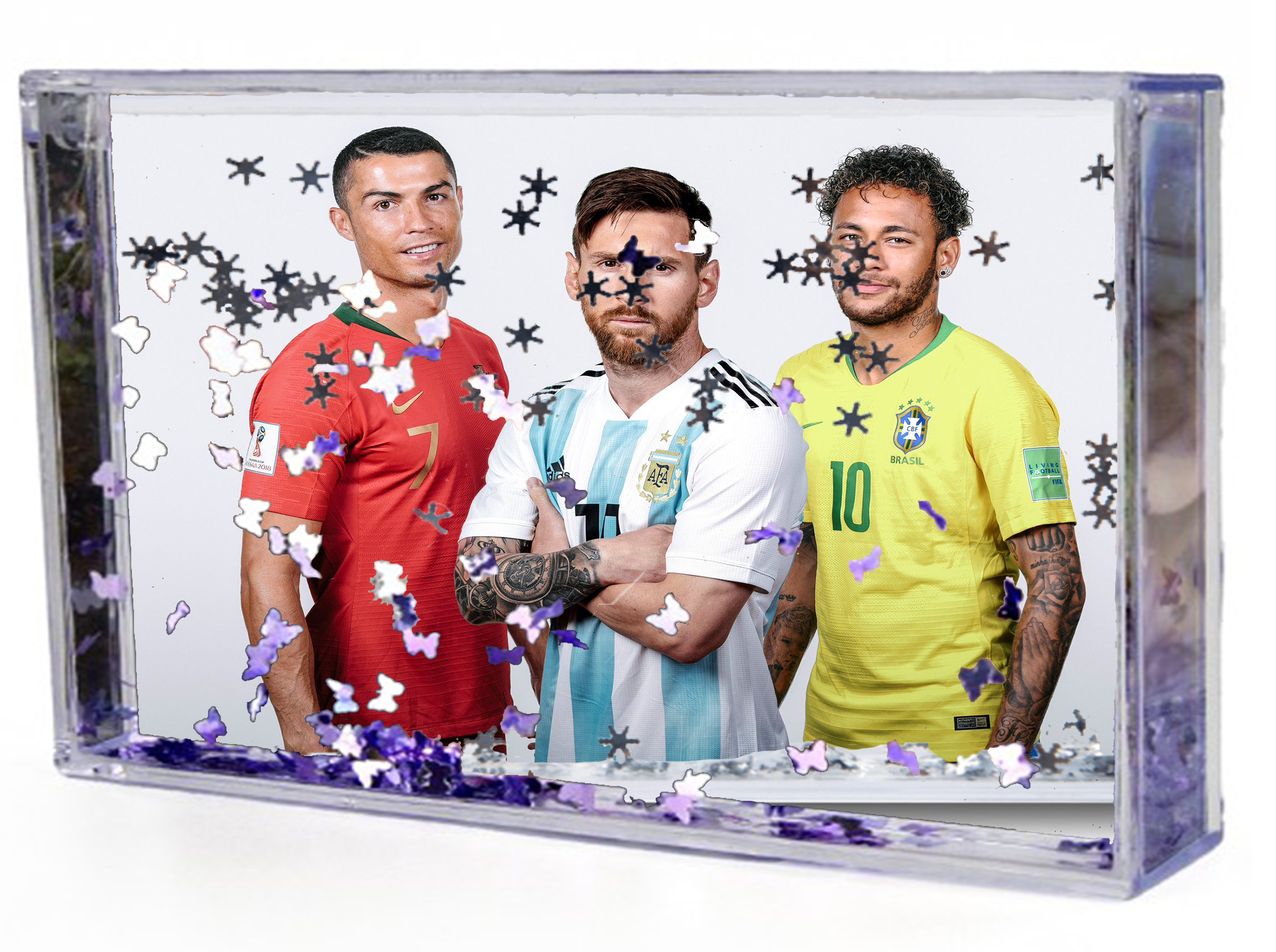 Akwarium - Ramka wodna 3D - Messi, Ronaldo, Neymar