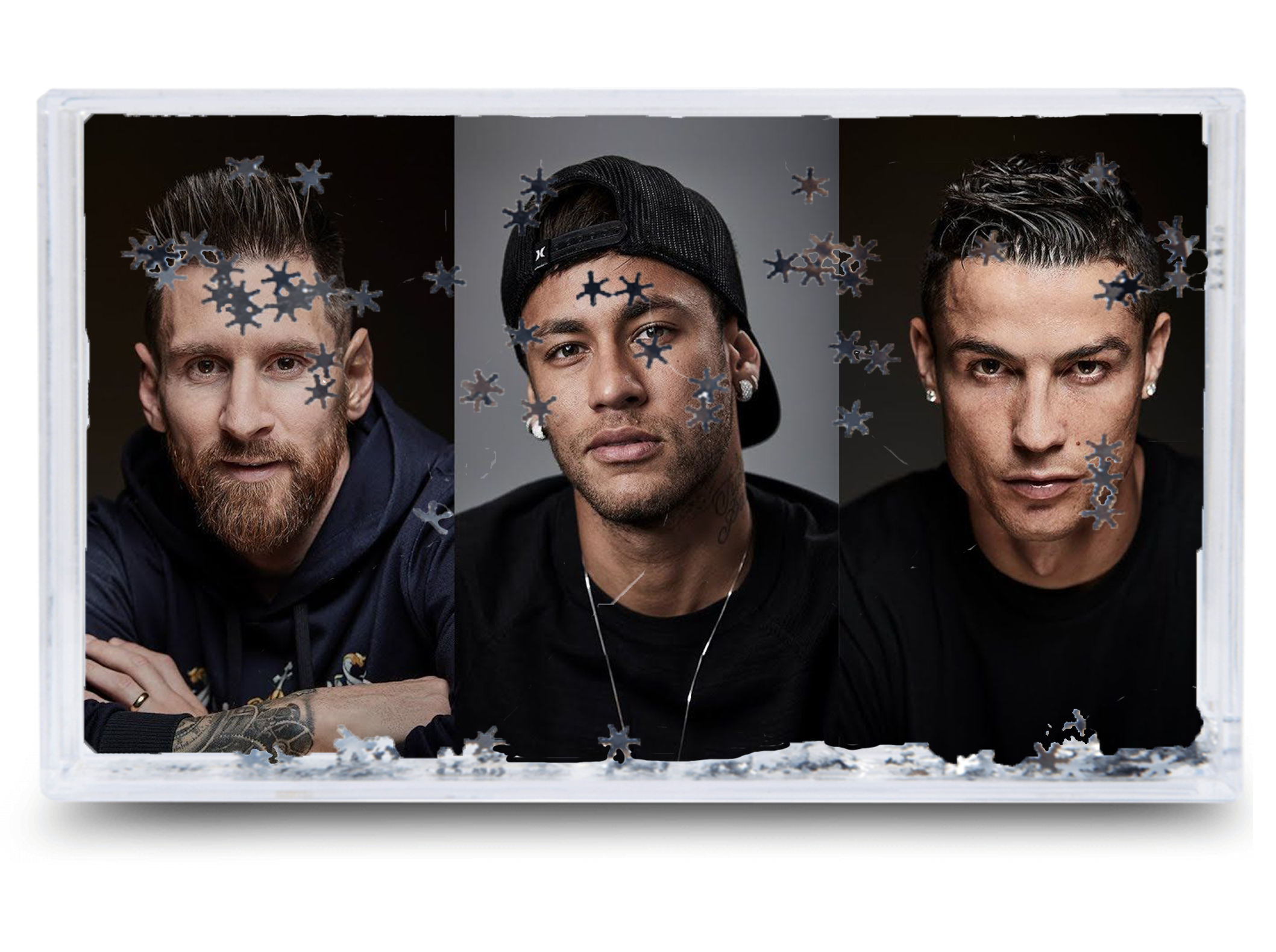 Akwarium - Ramka wodna 3D - Messi, Ronaldo, Neymar