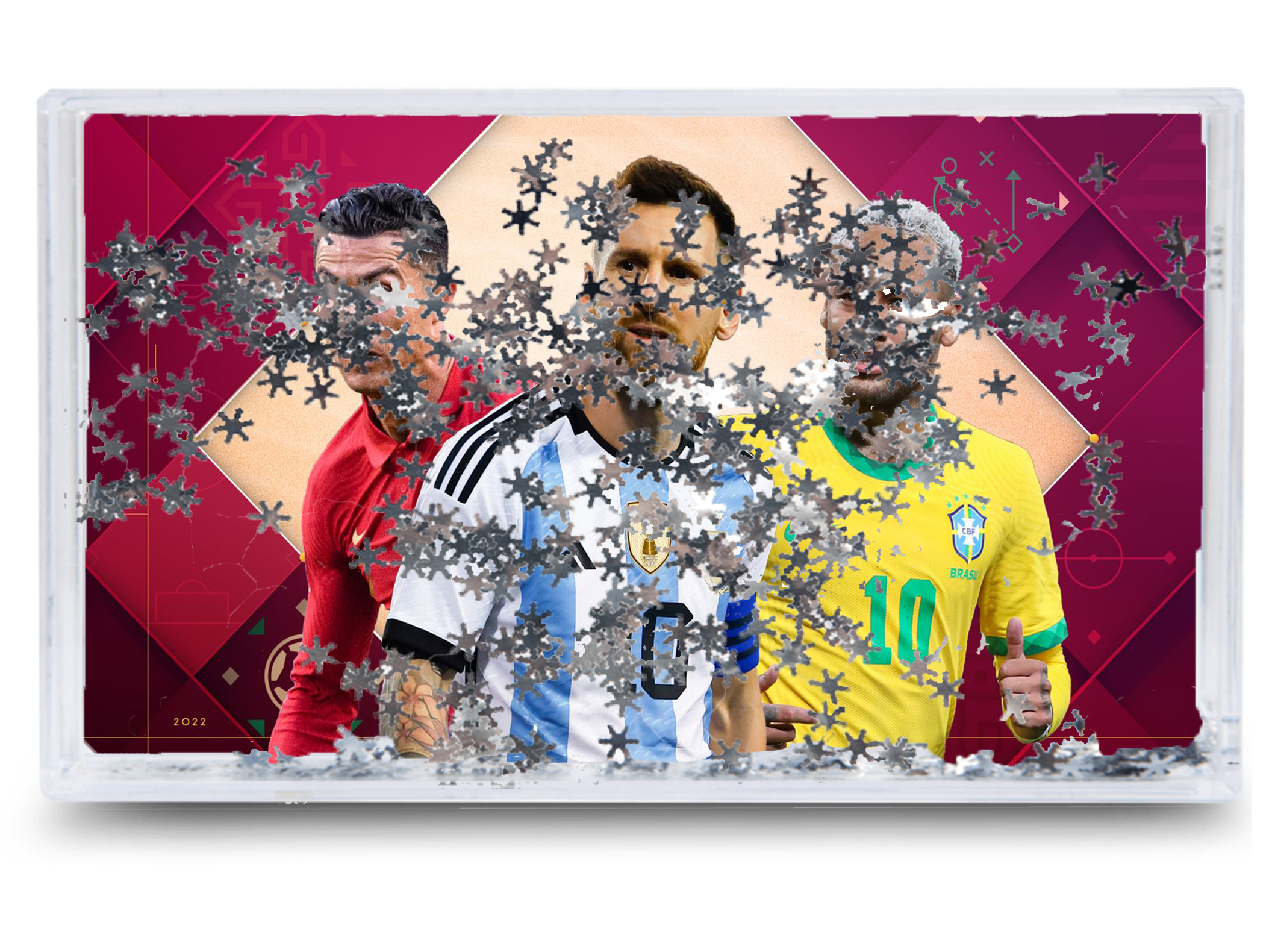 Akwarium - Ramka wodna 3D - Messi, Ronaldo, Neymar