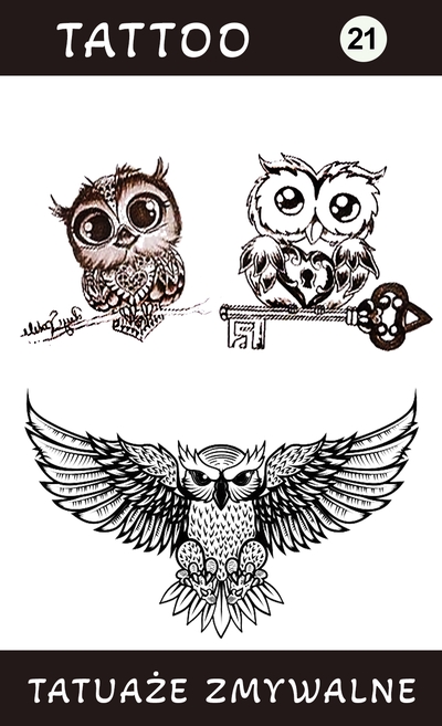 Tatuaże zmywalne Sowy