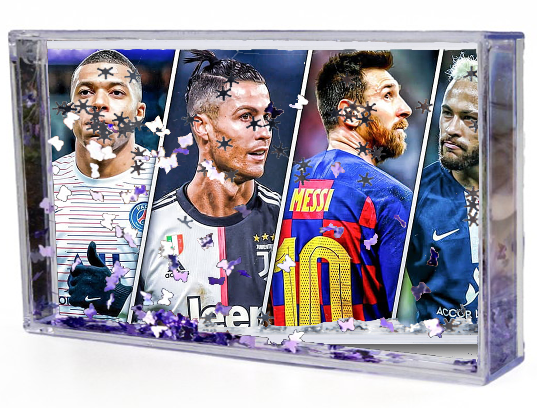 Akwarium - Ramka wodna 3D - Neymar, Messi, Ronaldo, Mbappe