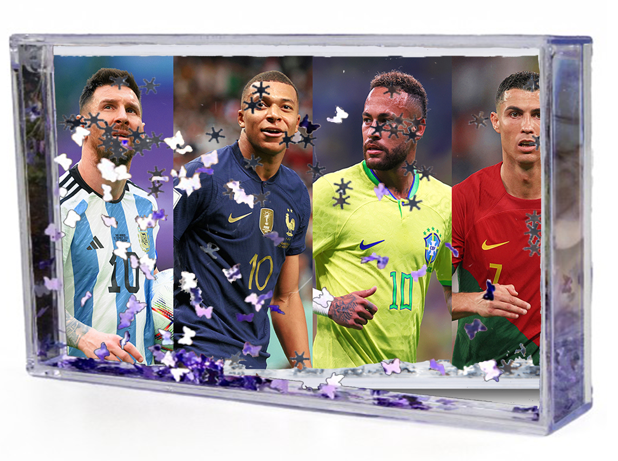 Akwarium - Ramka wodna 3D - Messi, Ronaldo, Neymar, Mbappe