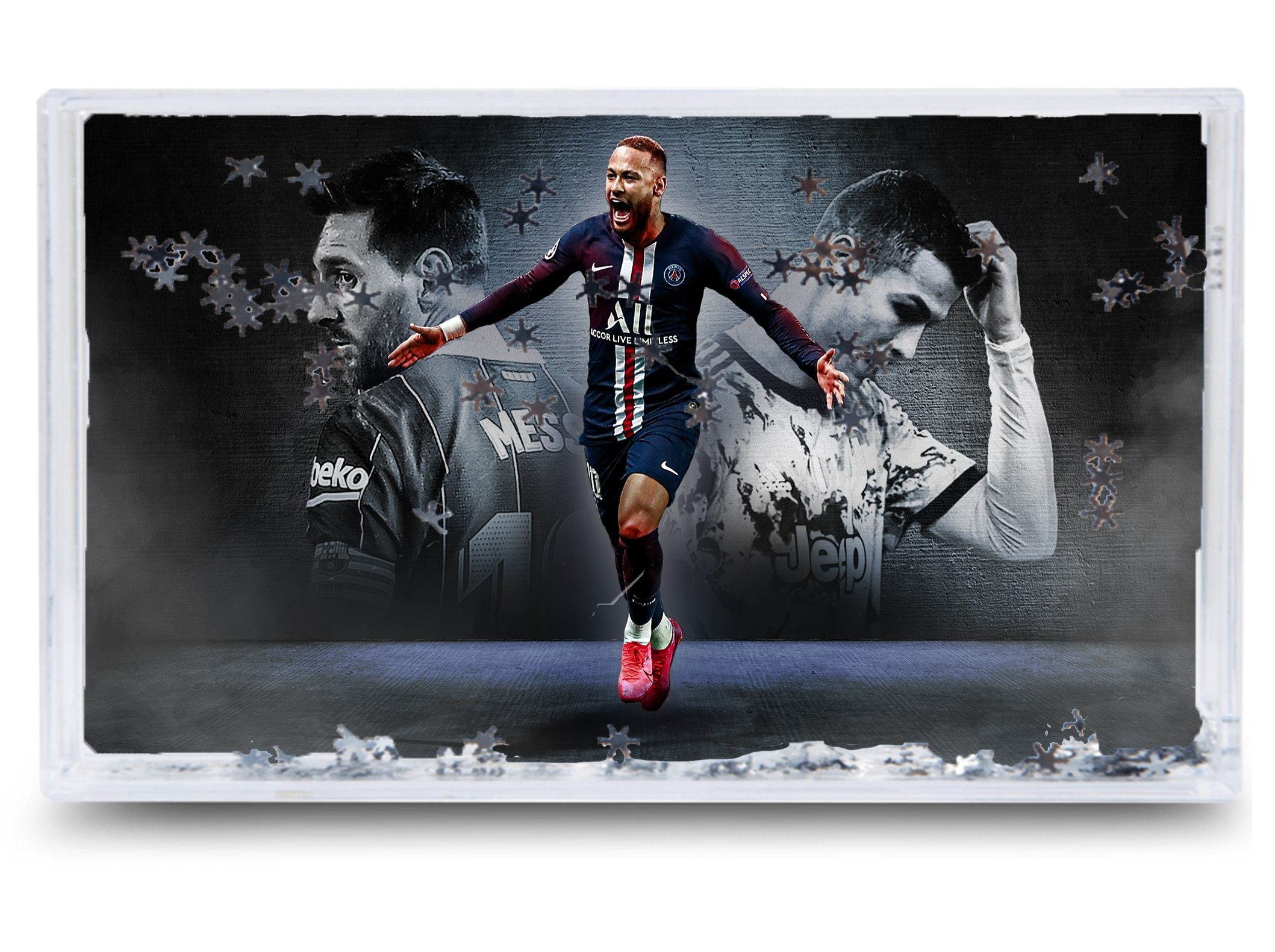 Akwarium - Ramka wodna 3D - Messi, Ronaldo, Neymar