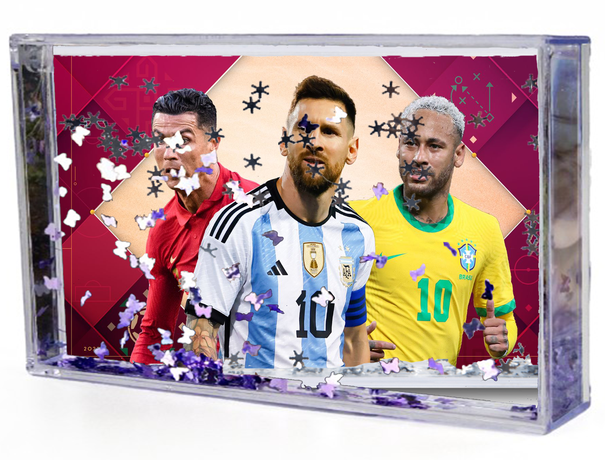 Akwarium - Ramka wodna 3D - Messi, Ronaldo, Neymar