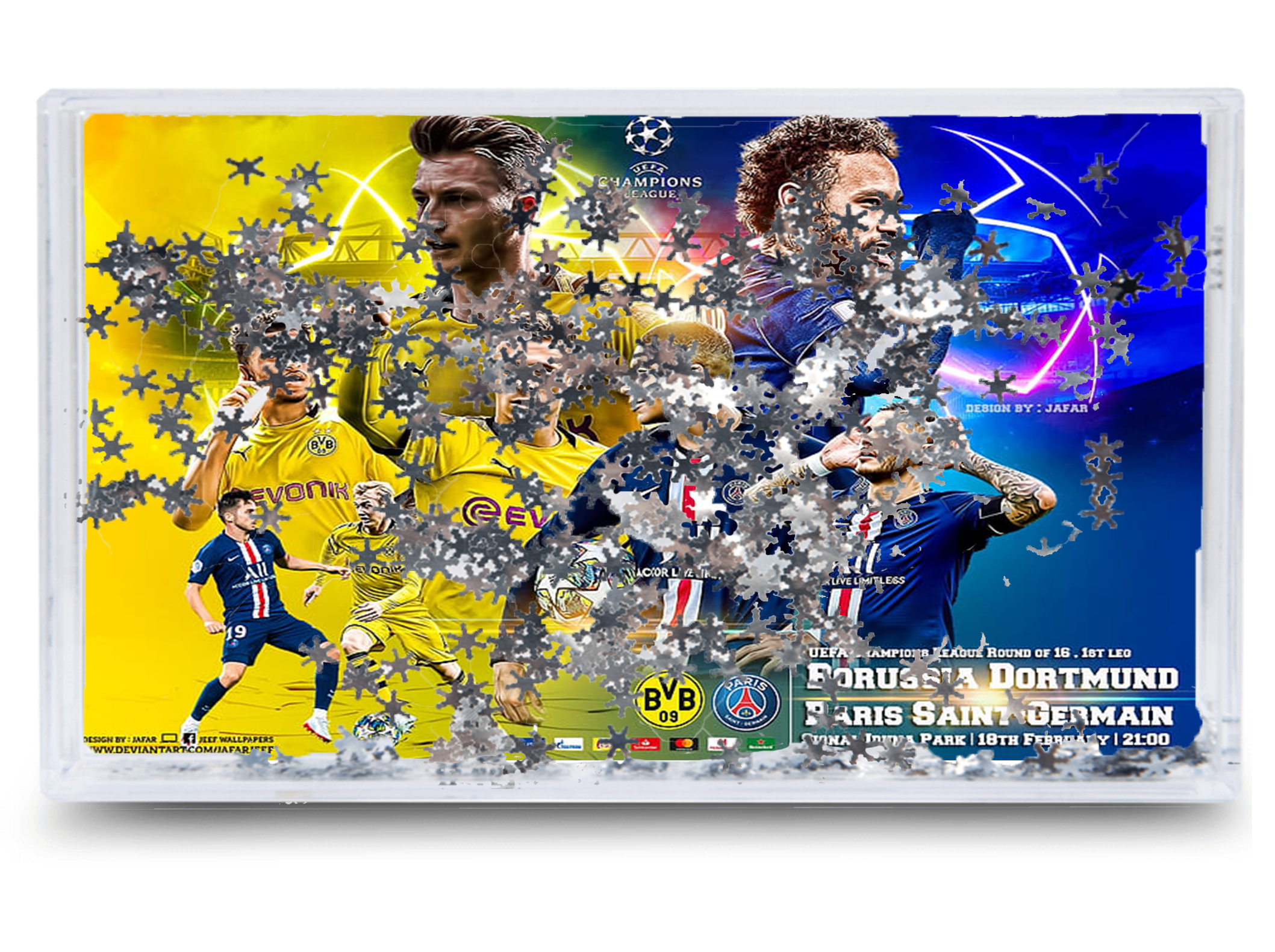 Akwarium - Ramka wodna 3D - Neymar, Messi, Ronaldo, Mbappe