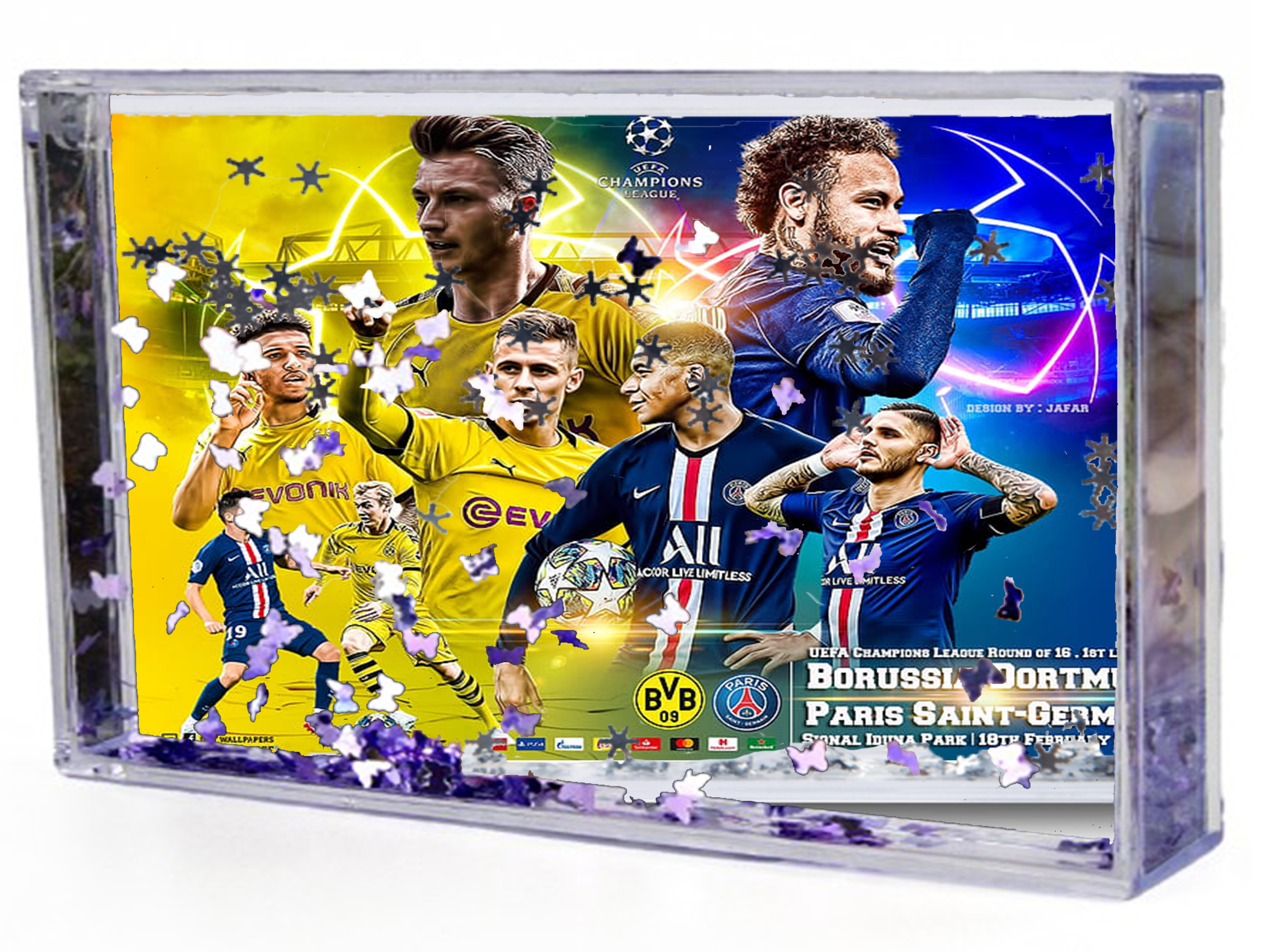 Akwarium - Ramka wodna 3D - Neymar, Messi, Ronaldo, Mbappe
