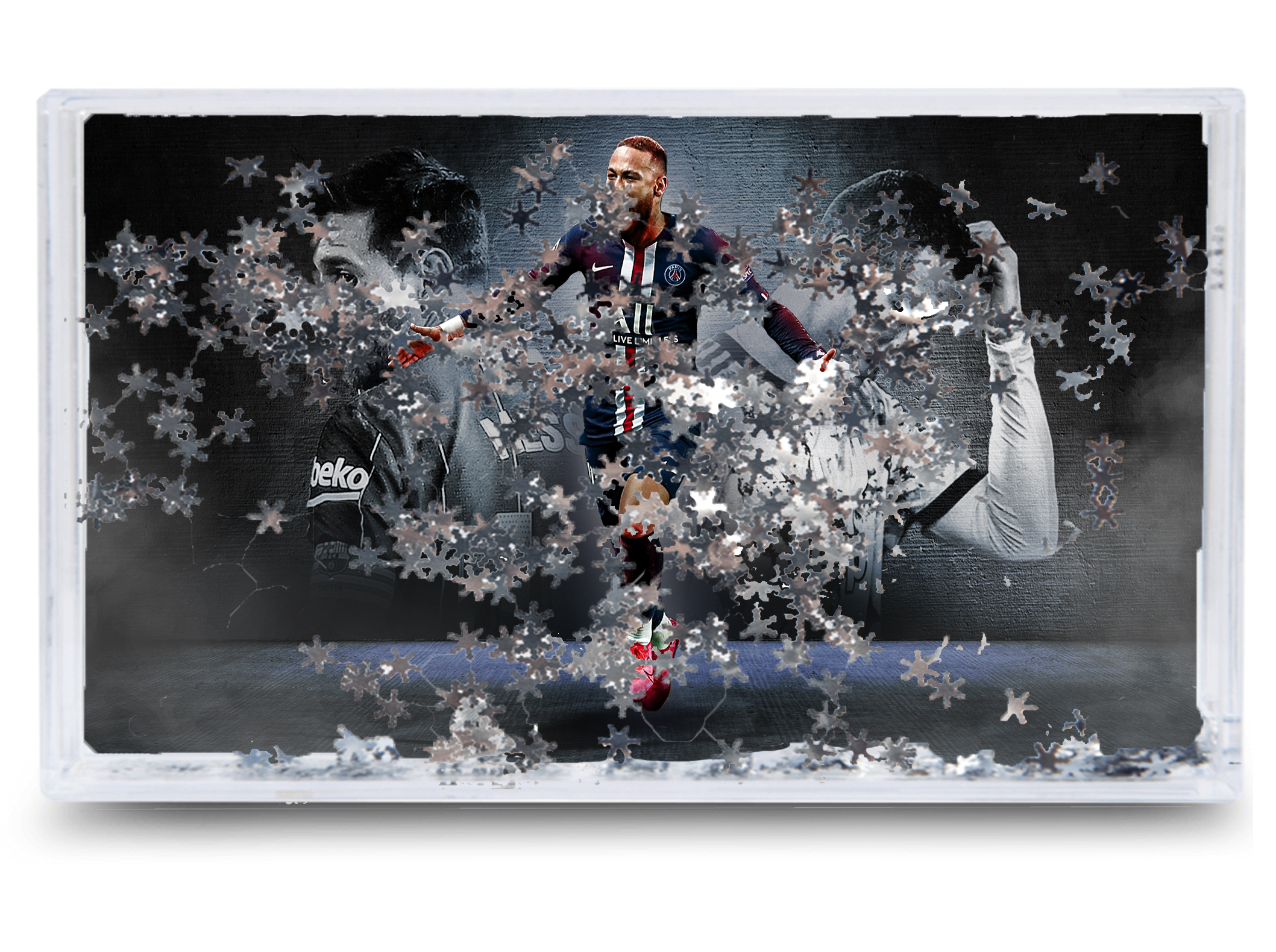 Akwarium - Ramka wodna 3D - Messi, Ronaldo, Neymar