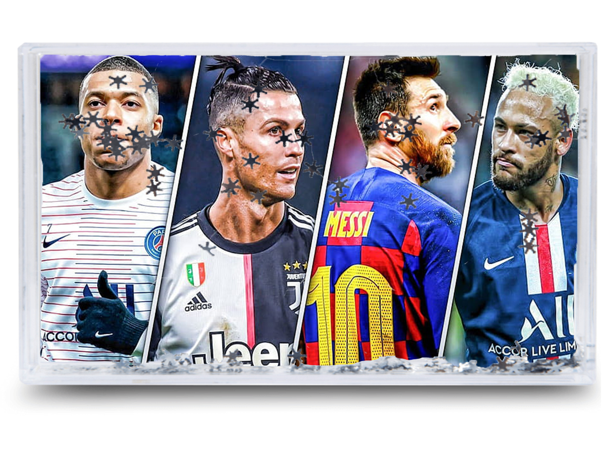 Akwarium - Ramka wodna 3D - Neymar, Messi, Ronaldo, Mbappe