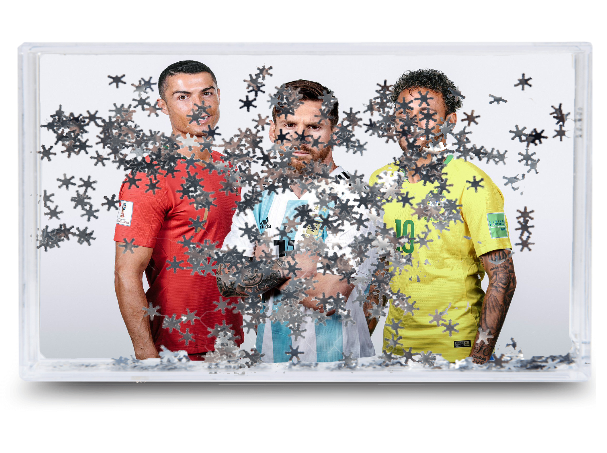 Akwarium - Ramka wodna 3D - Messi, Ronaldo, Neymar