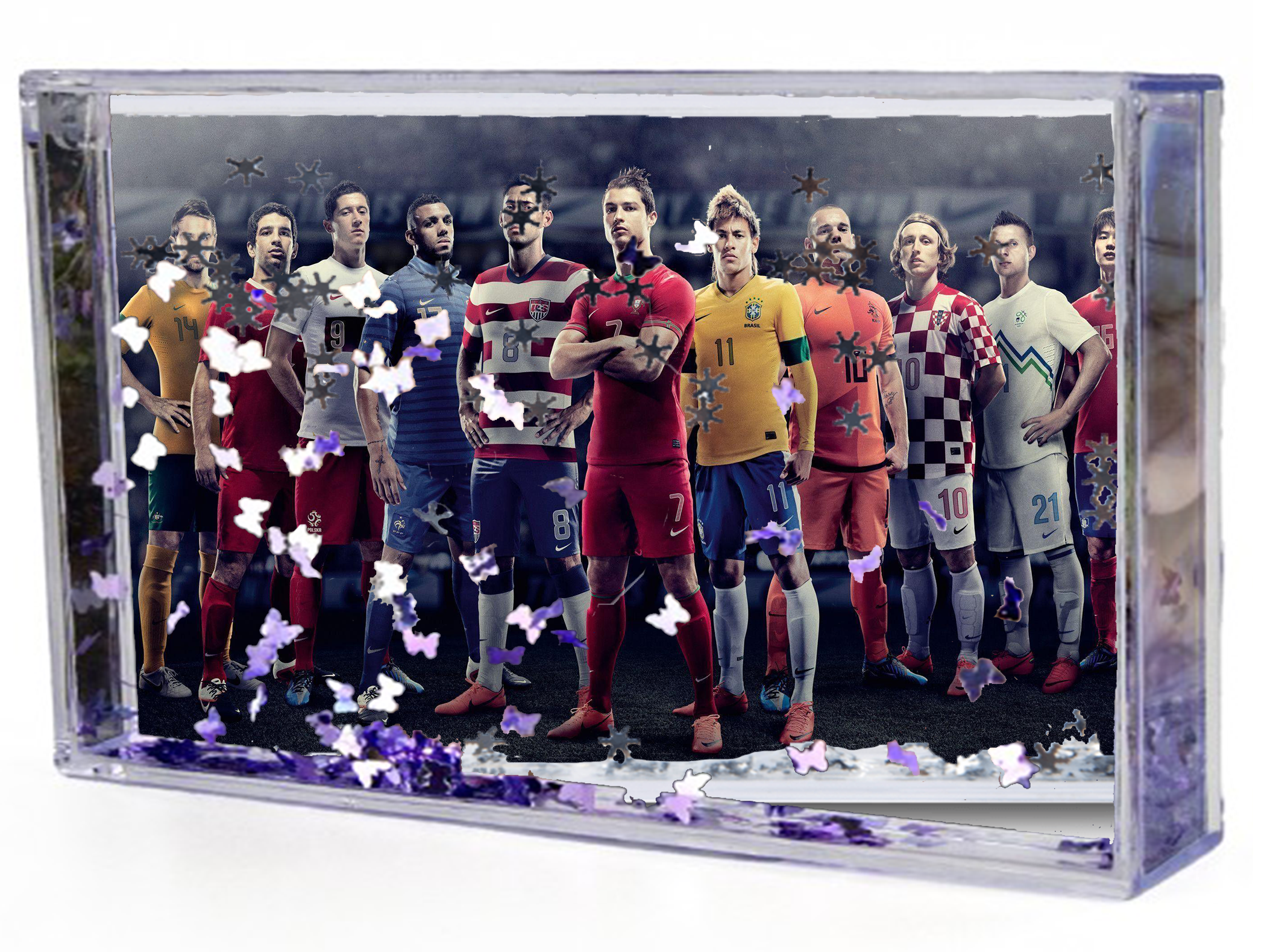 Akwarium - Ramka wodna 3D - Messi, Ronaldo, Neymar