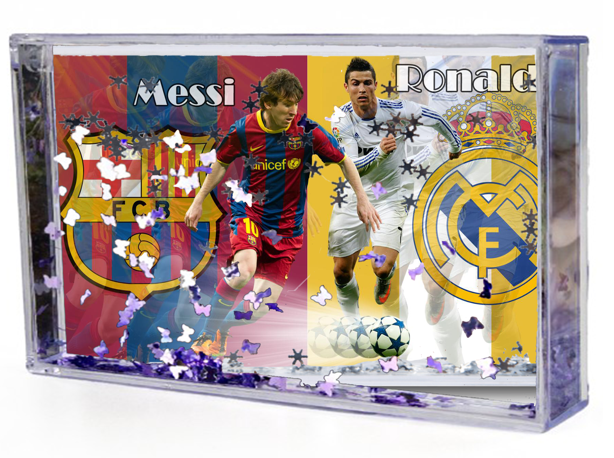 Akwarium - Ramka wodna 3D - Messi, Ronaldo