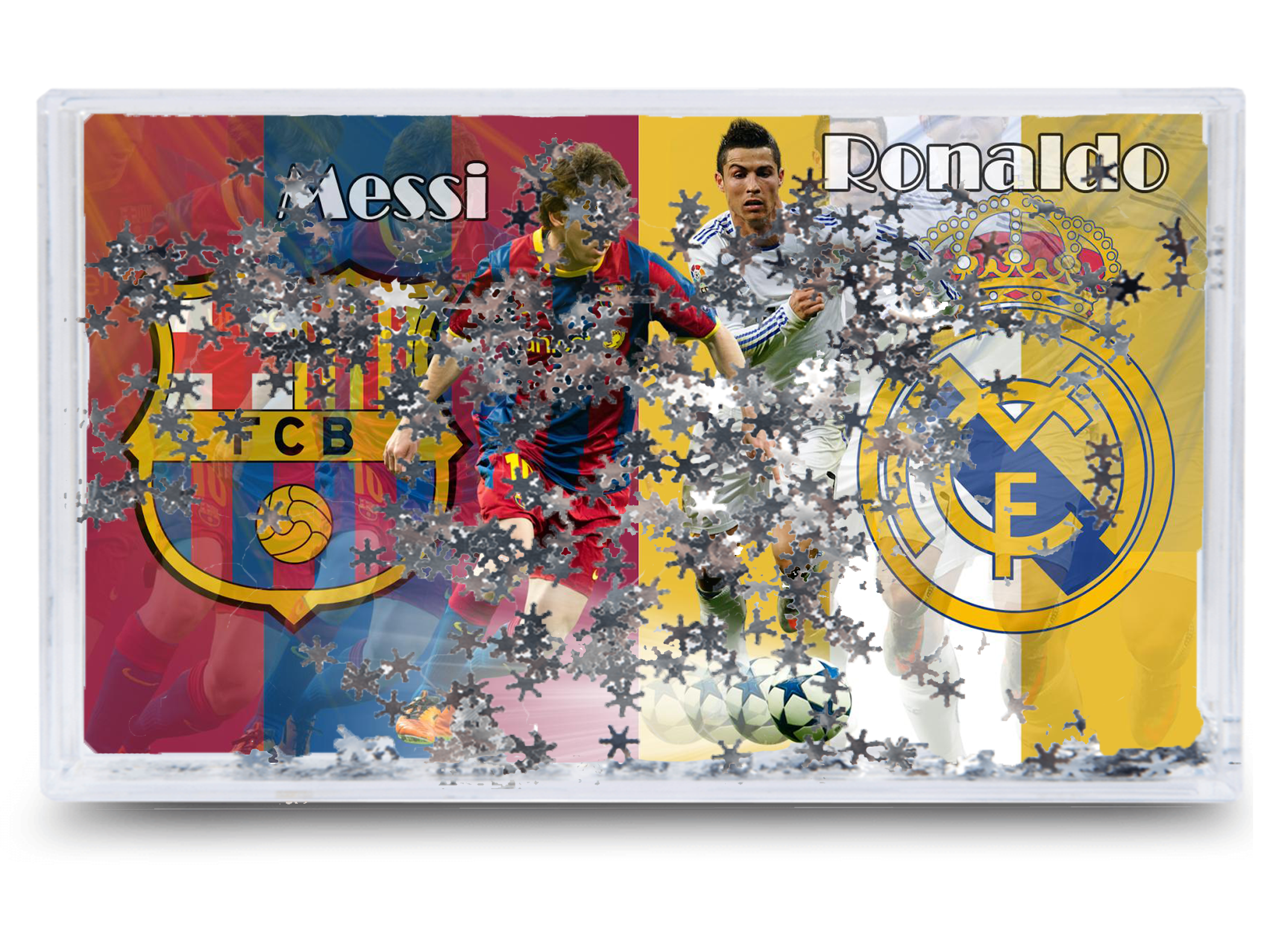 Akwarium - Ramka wodna 3D - Messi, Ronaldo