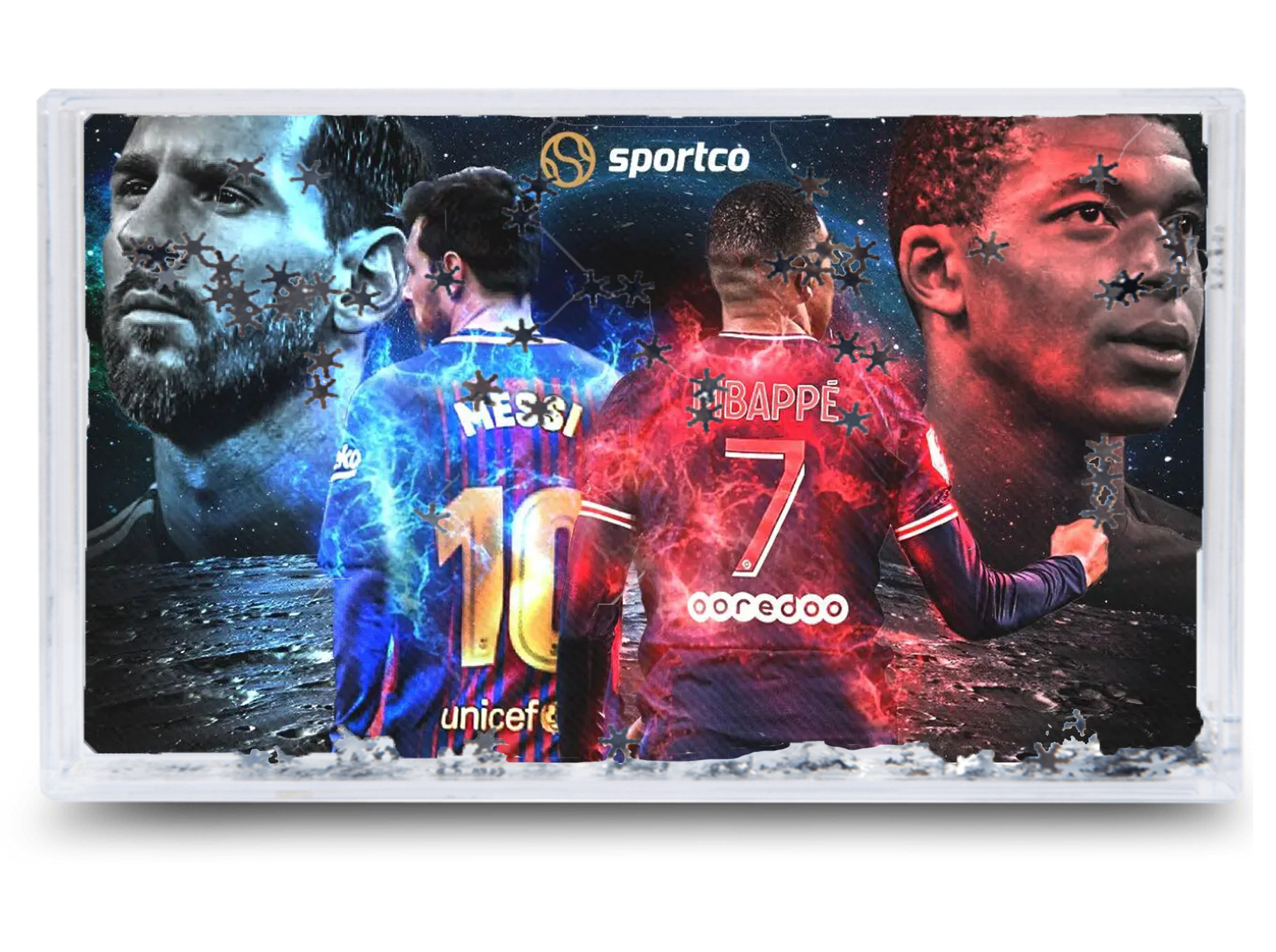 Akwarium - Ramka wodna 3D - Mbappe, Ronaldo, Messi