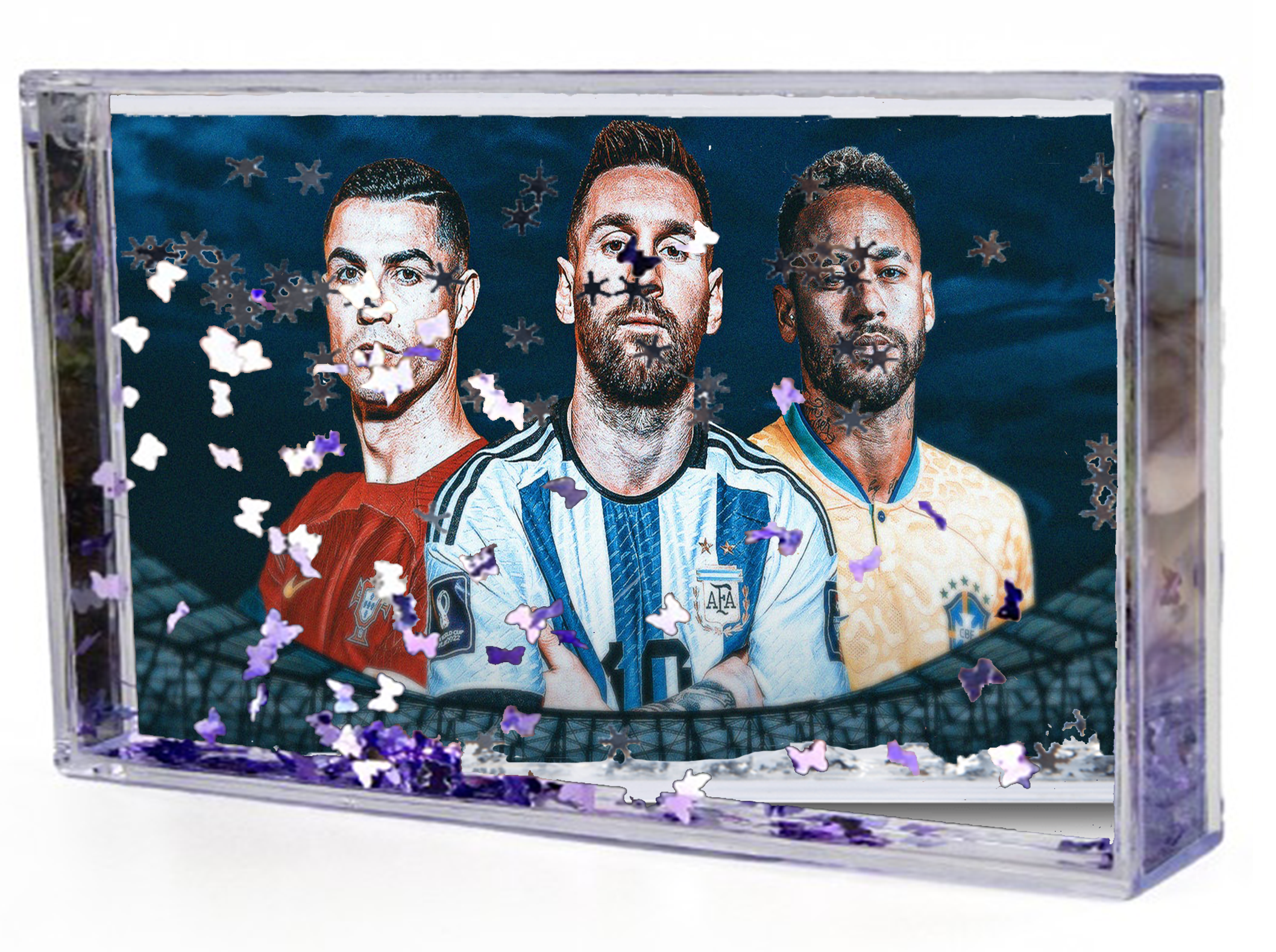 Akwarium - Ramka wodna 3D - Neymar, Messi, Ronaldo