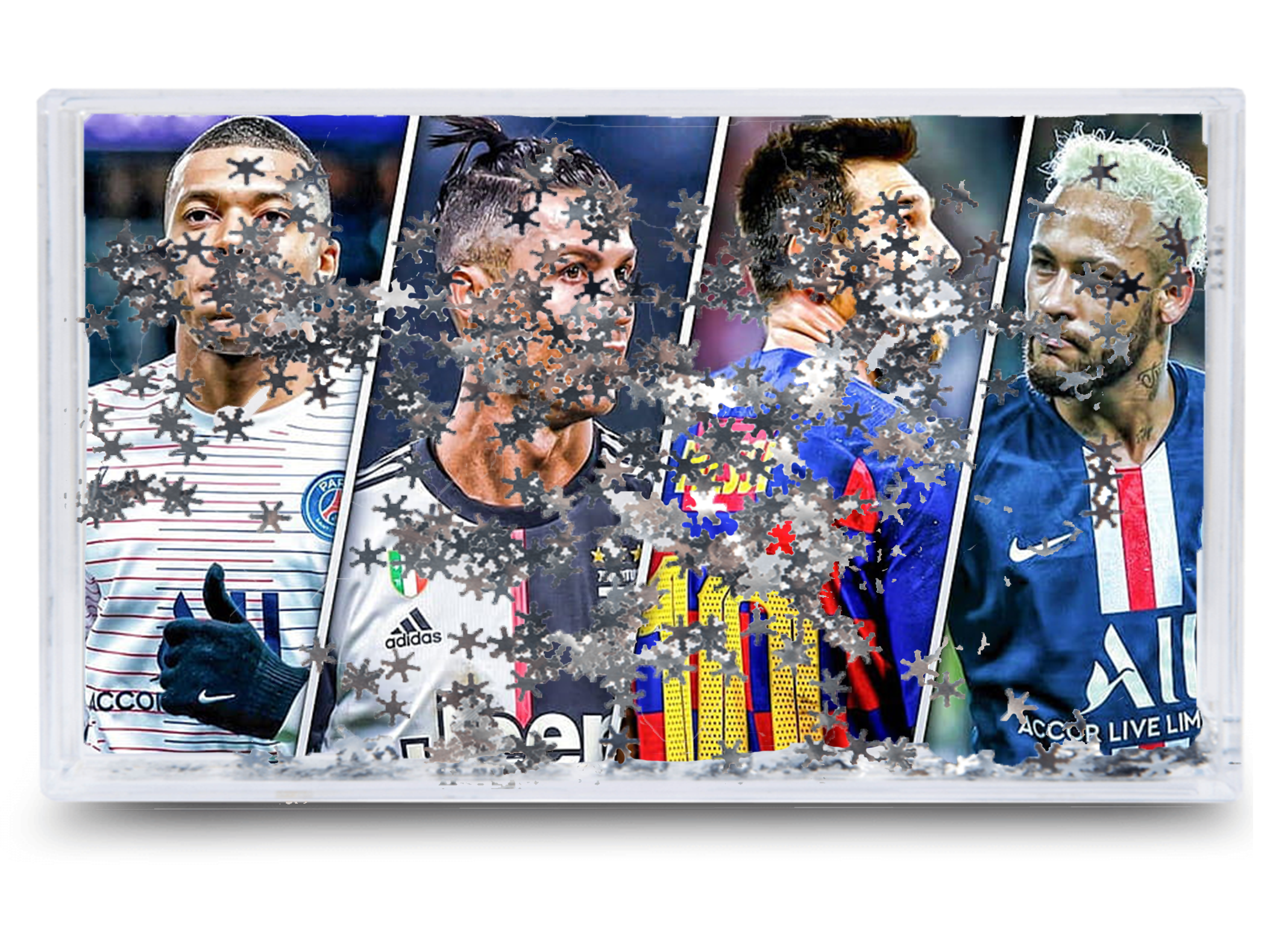 Akwarium - Ramka wodna 3D - Neymar, Messi, Ronaldo, Mbappe