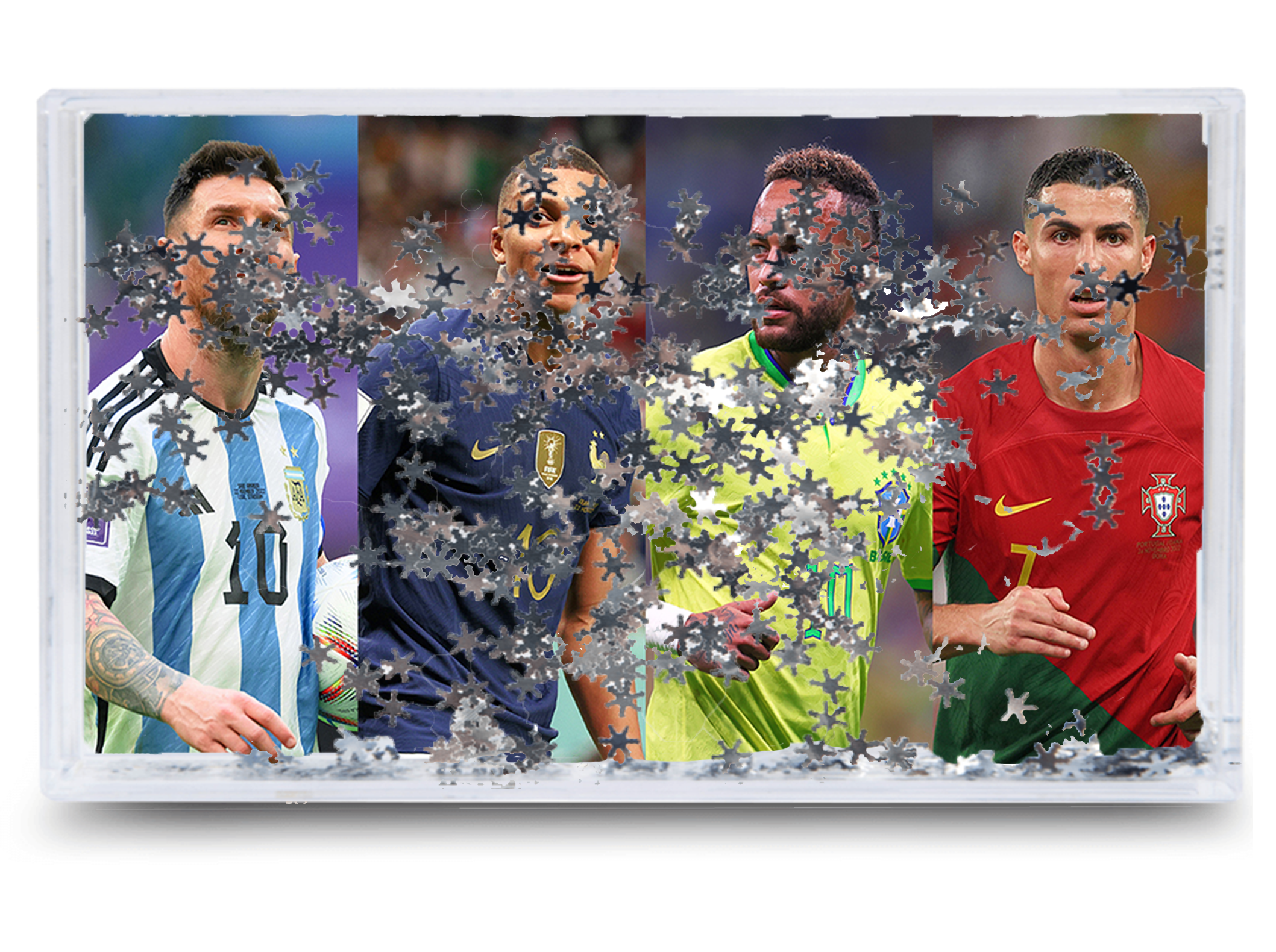 Akwarium - Ramka wodna 3D - Messi, Ronaldo, Neymar, Mbappe