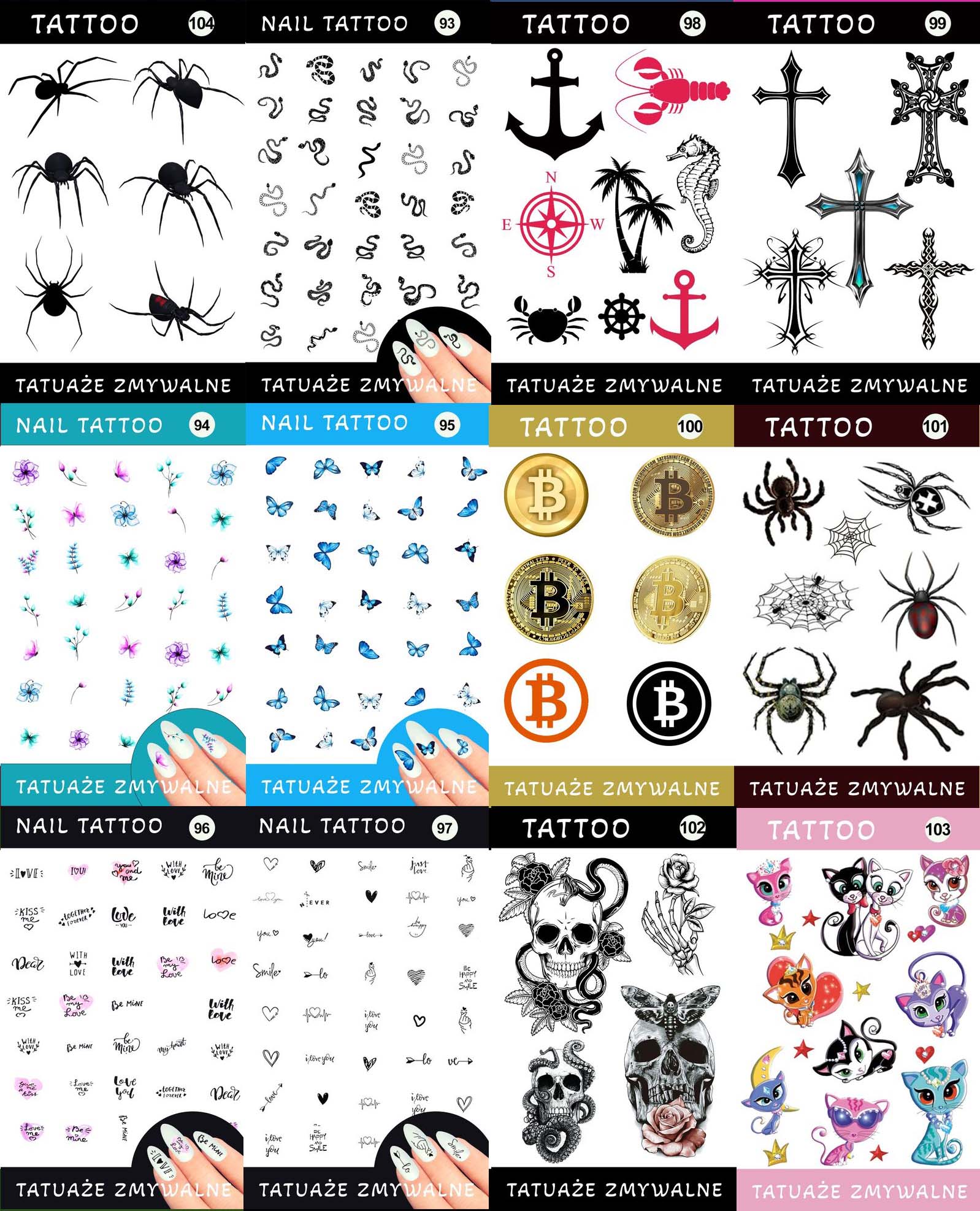 Duży Zestaw Mega Tatuaży zmywalnych - Jaś Fasola - Mr.Bean