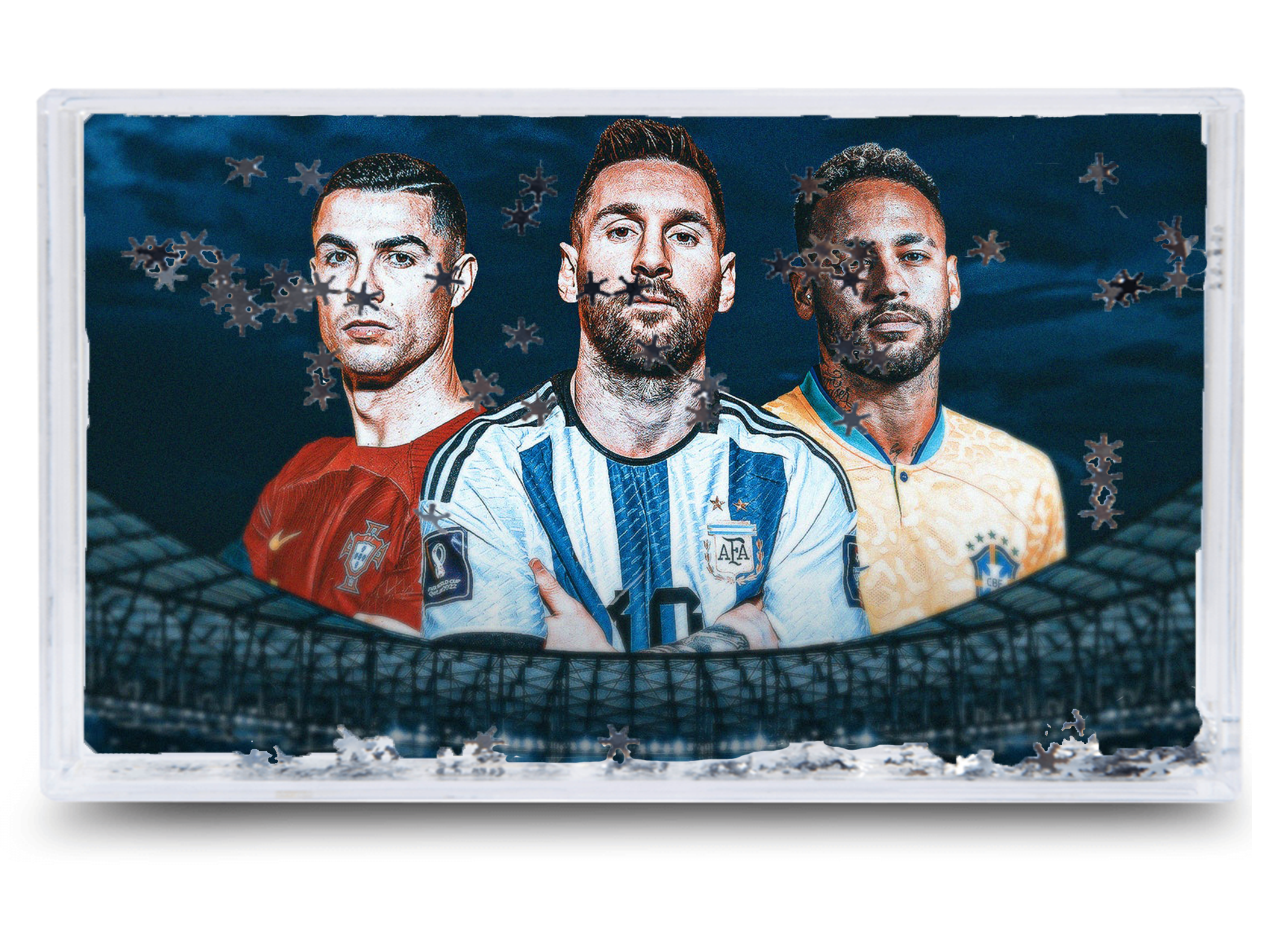 Akwarium - Ramka wodna 3D - Neymar, Messi, Ronaldo