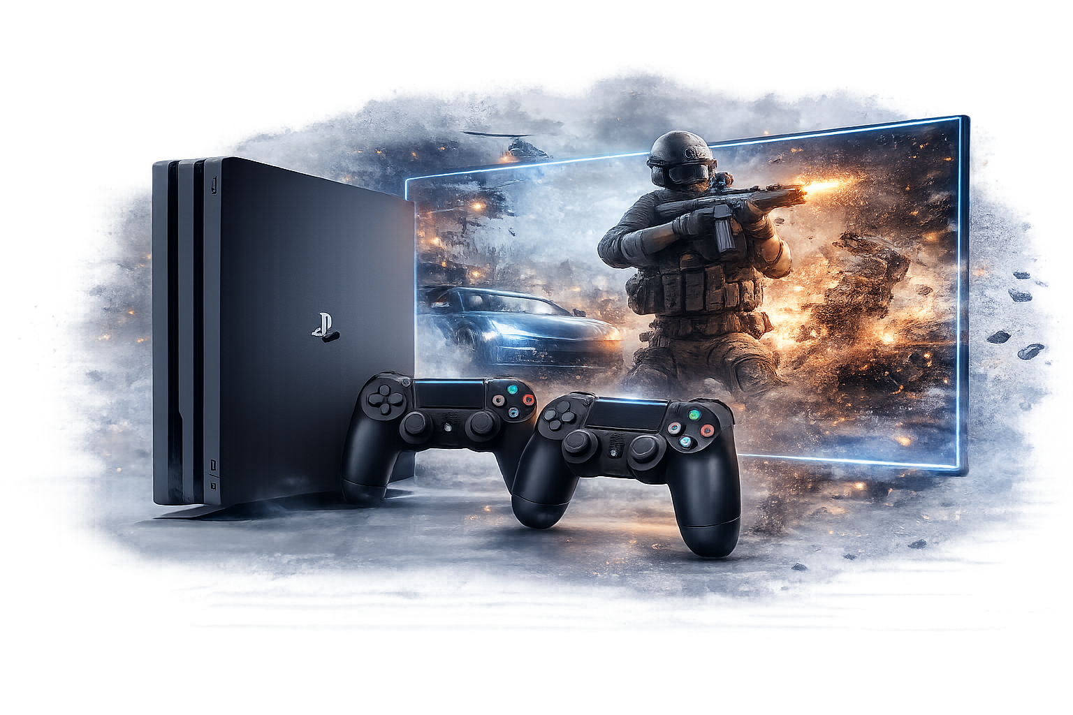 PlayStation 4 Pro z dwoma kontrolerami