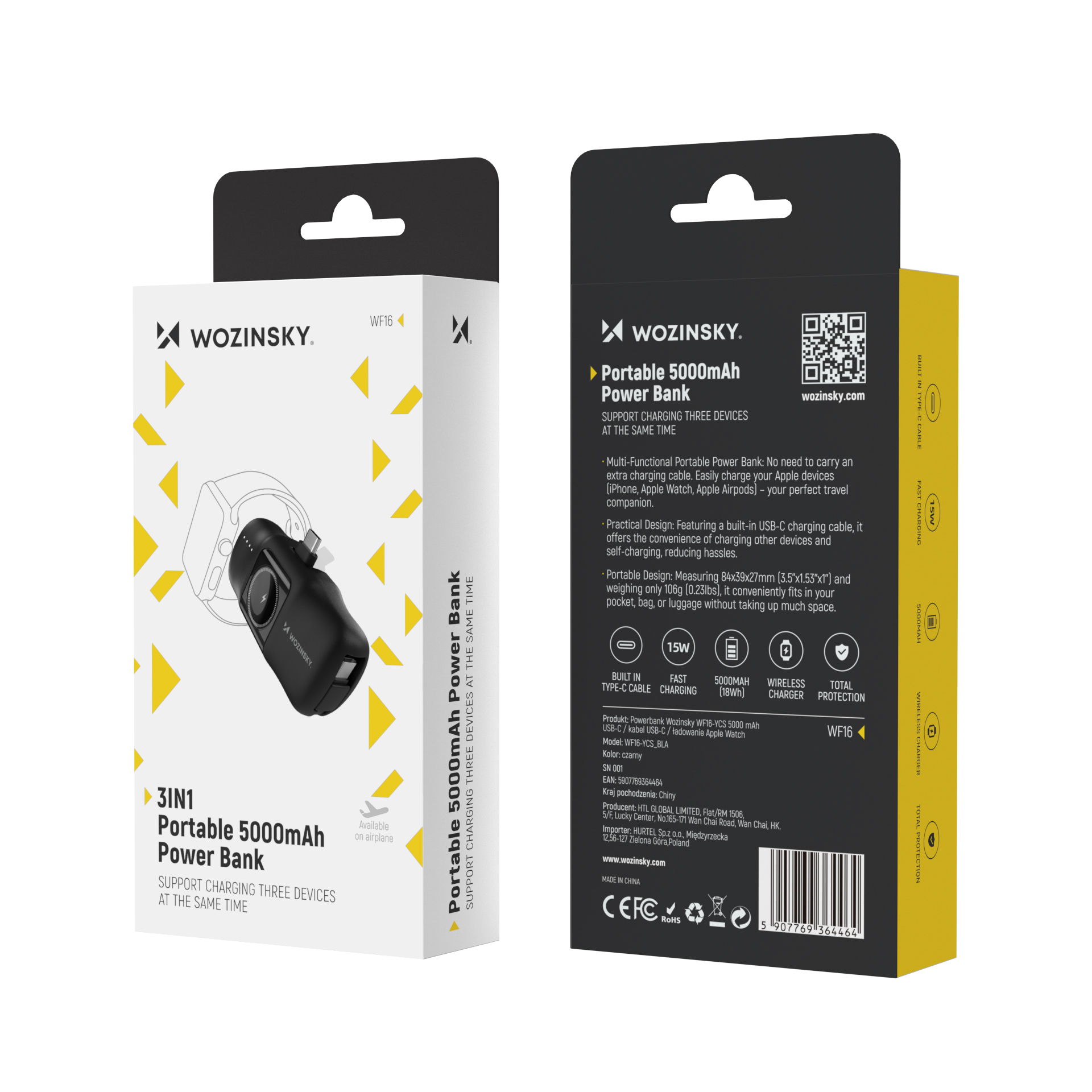 Mini powerbank 5000mAh 15W USB-C i ładowarką do Apple Watch - czarny (8)
