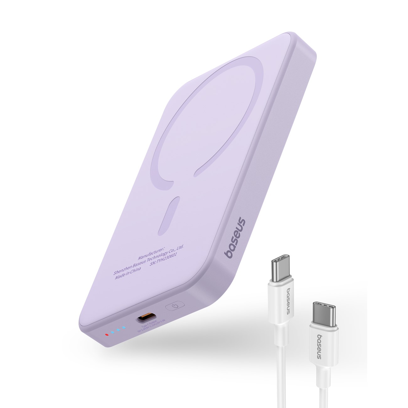 Mini powerbank 5000mAh 20W + kabel USB-C 20V / 3A fioletowy (3)