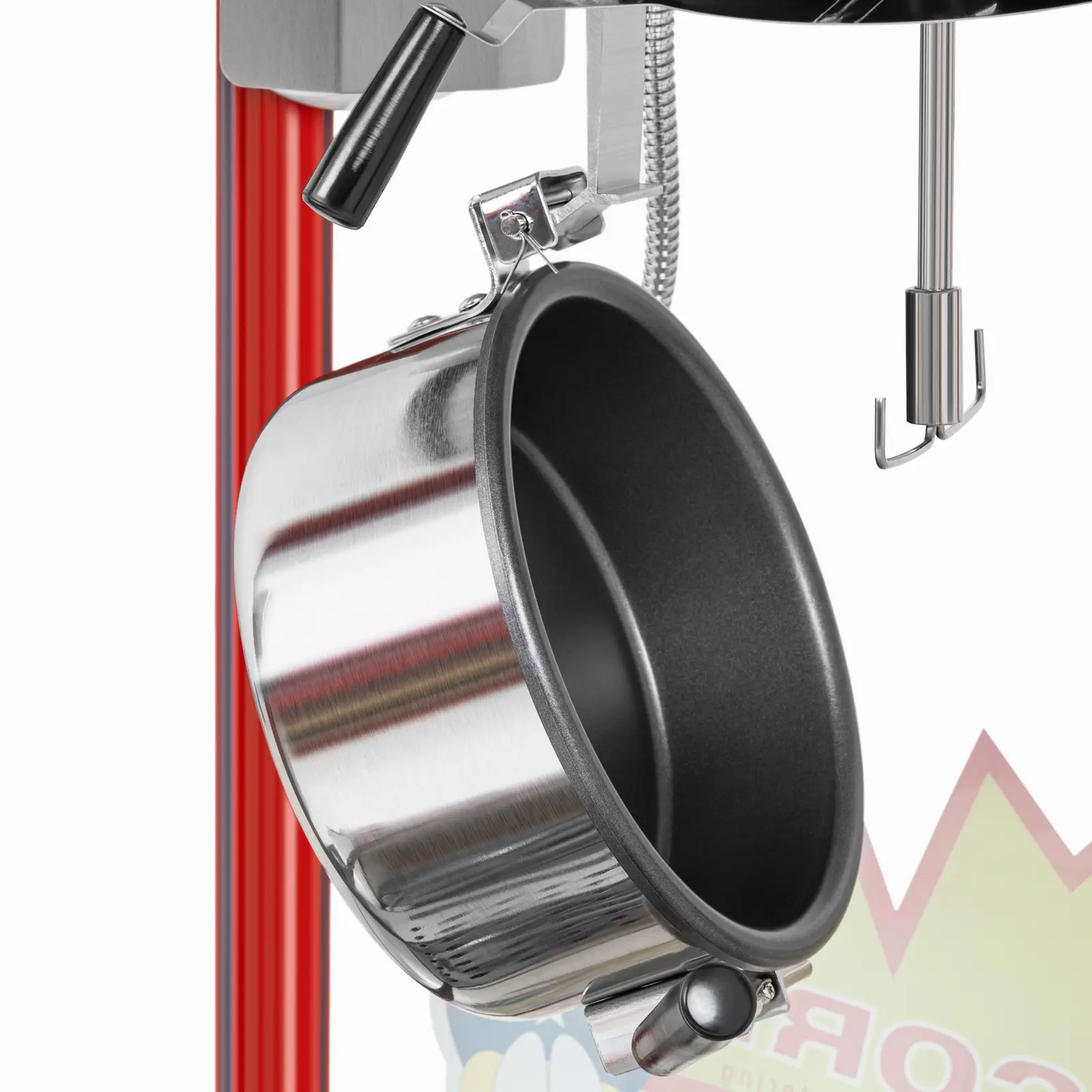 Maszyna urządzenie do prażenia popcornu retro TEFLON 1600 W 5-6 kg/h - czerwona (4)