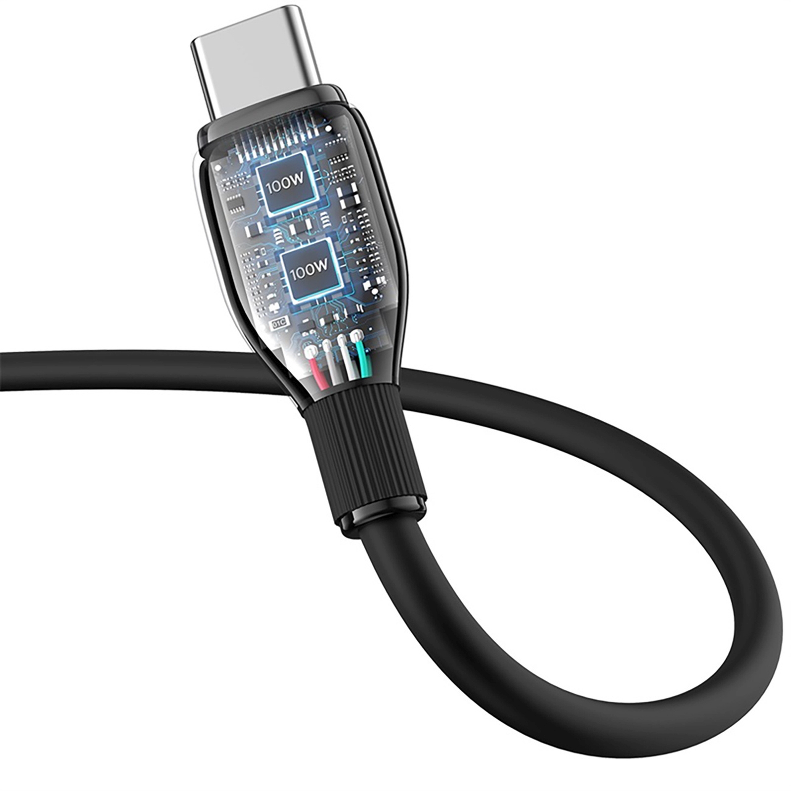 Kabel przewód USB-A - USB-C Pudding 100W 1.2m - czarny (4)
