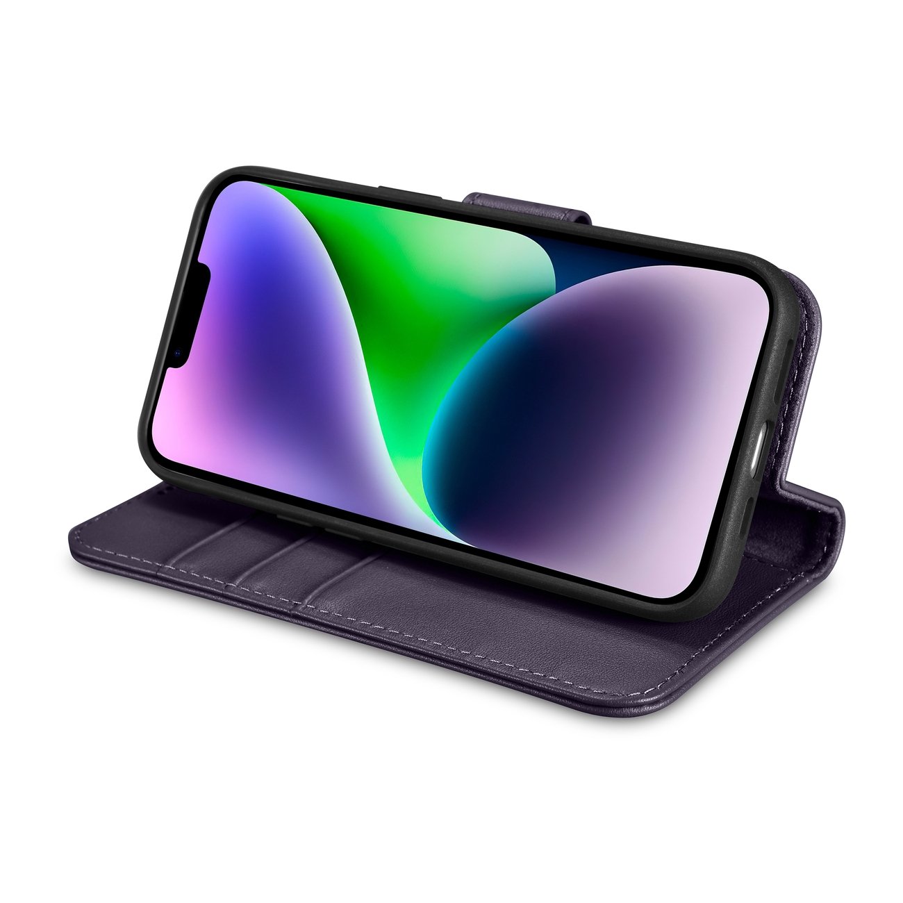 2w1 etui skórzany pokrowiec z klapką iPhone 14 Plus Anti-RFID Wallet Case ciemnofioletowy (9)