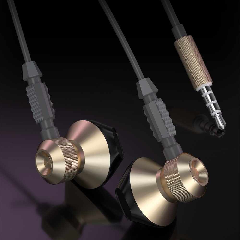 Metalowe przewodowe słuchawki douszne 3,5 mm mini jack szary (3)