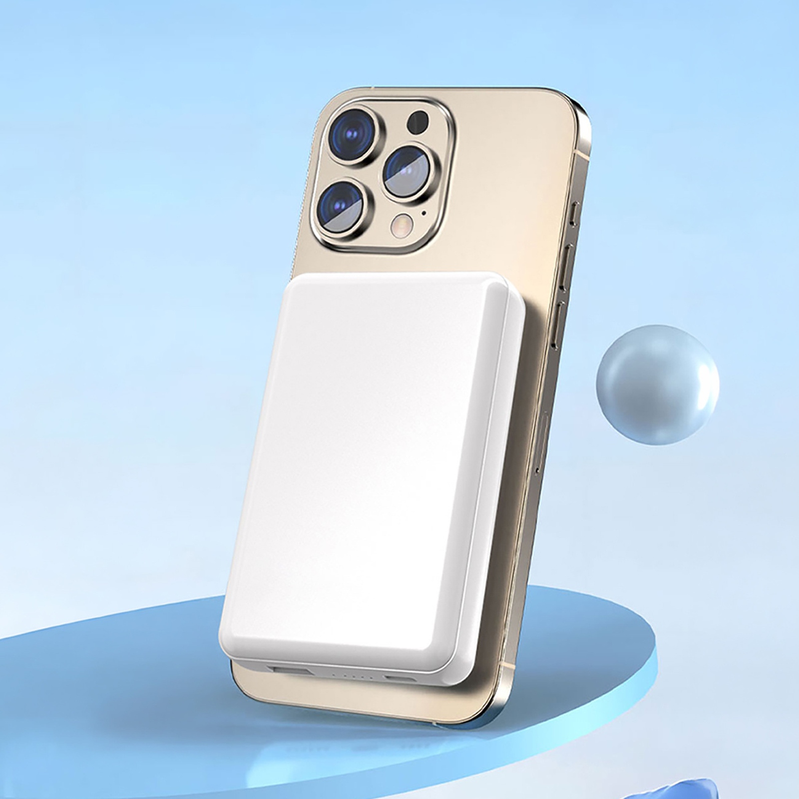 Powerbank magnetyczny K14S 5000mAh USB-A USB-C 20W - biały (5)