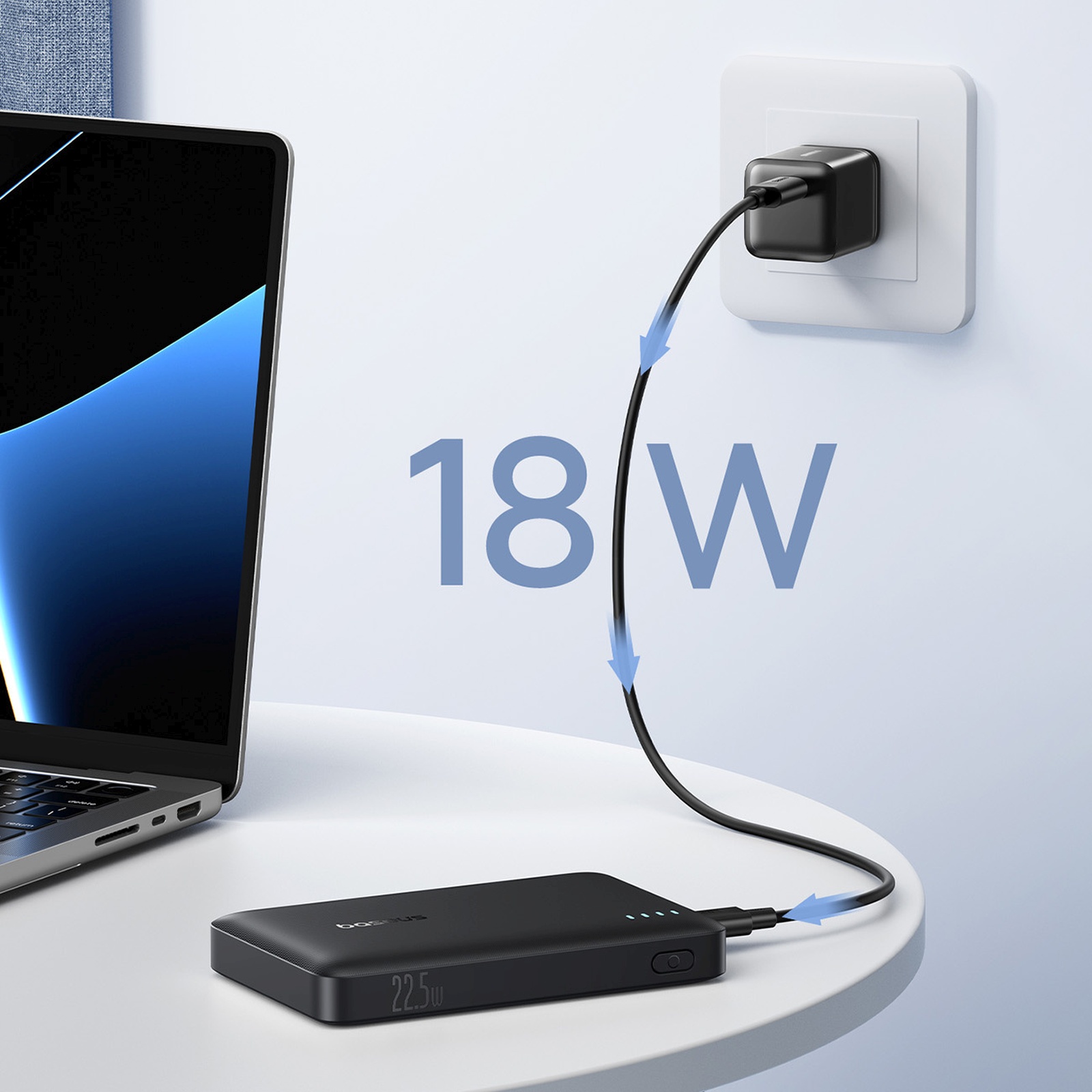 Powerbank 10000mAh 22.5W EnerFill FP21 USB-A USB-C z kablem USB-C - czarny (9)