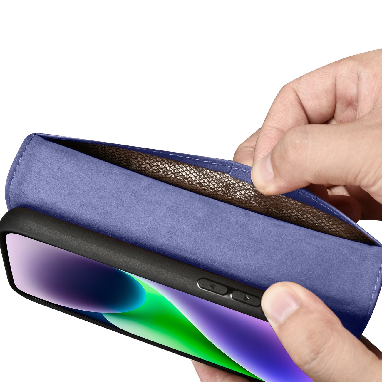 2w1 etui skórzany pokrowiec z klapką iPhone 14 Plus Anti-RFID Wallet Case jasnofioletowy (10)