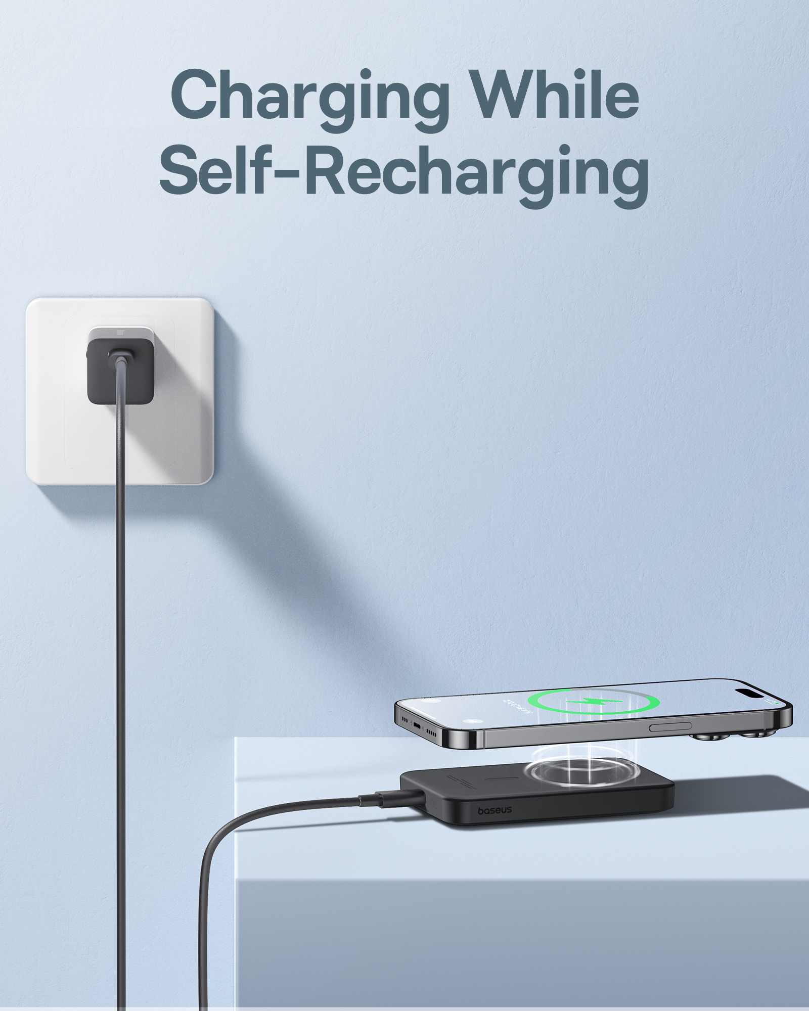 Mini powerbank 5000mAh 20W + kabel USB-C 20V / 3A czarny (10)