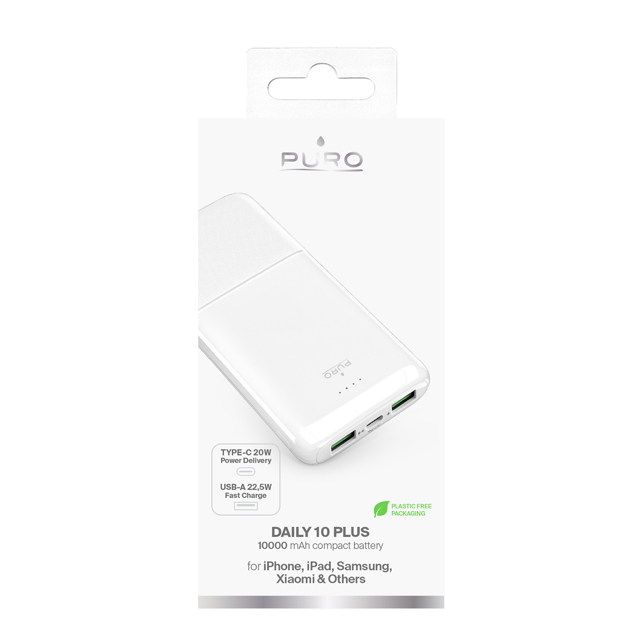 Powerbank 10000mAh USBA USB-C 22.5W - biały (3)