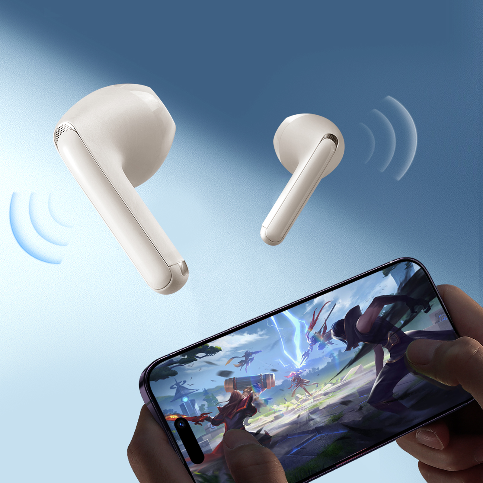 Słuchawki bezprzewodowe TWS Funpods Series JR-FB1 Bluetooth 5.3 beżowe (8)