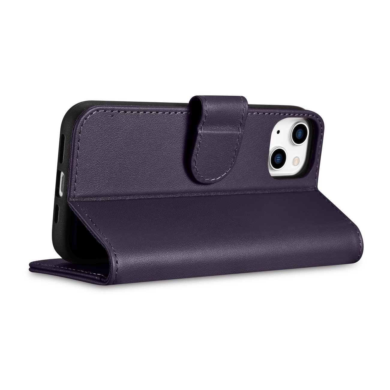 2w1 etui skórzany pokrowiec z klapką iPhone 14 Plus Anti-RFID Wallet Case ciemnofioletowy (7)