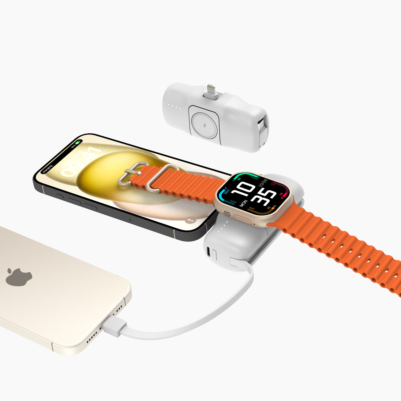 Mini powerbank 5000mAh 15W iPhone Lightning i ładowarką do Apple Watch - biały (10)