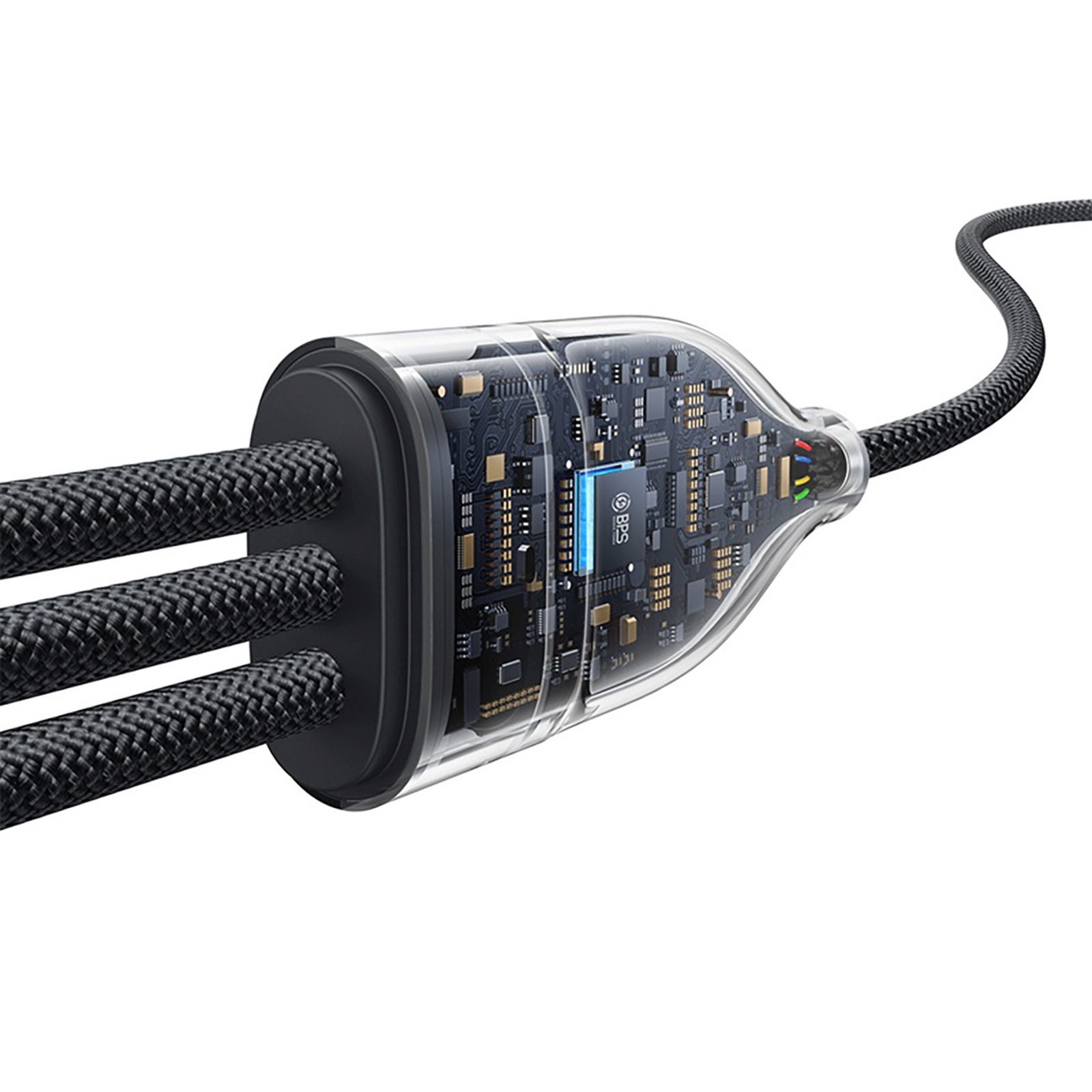 Kabel przewód 3w1 USB-C Flash Series 3 100W 1.5m - czarny (5)