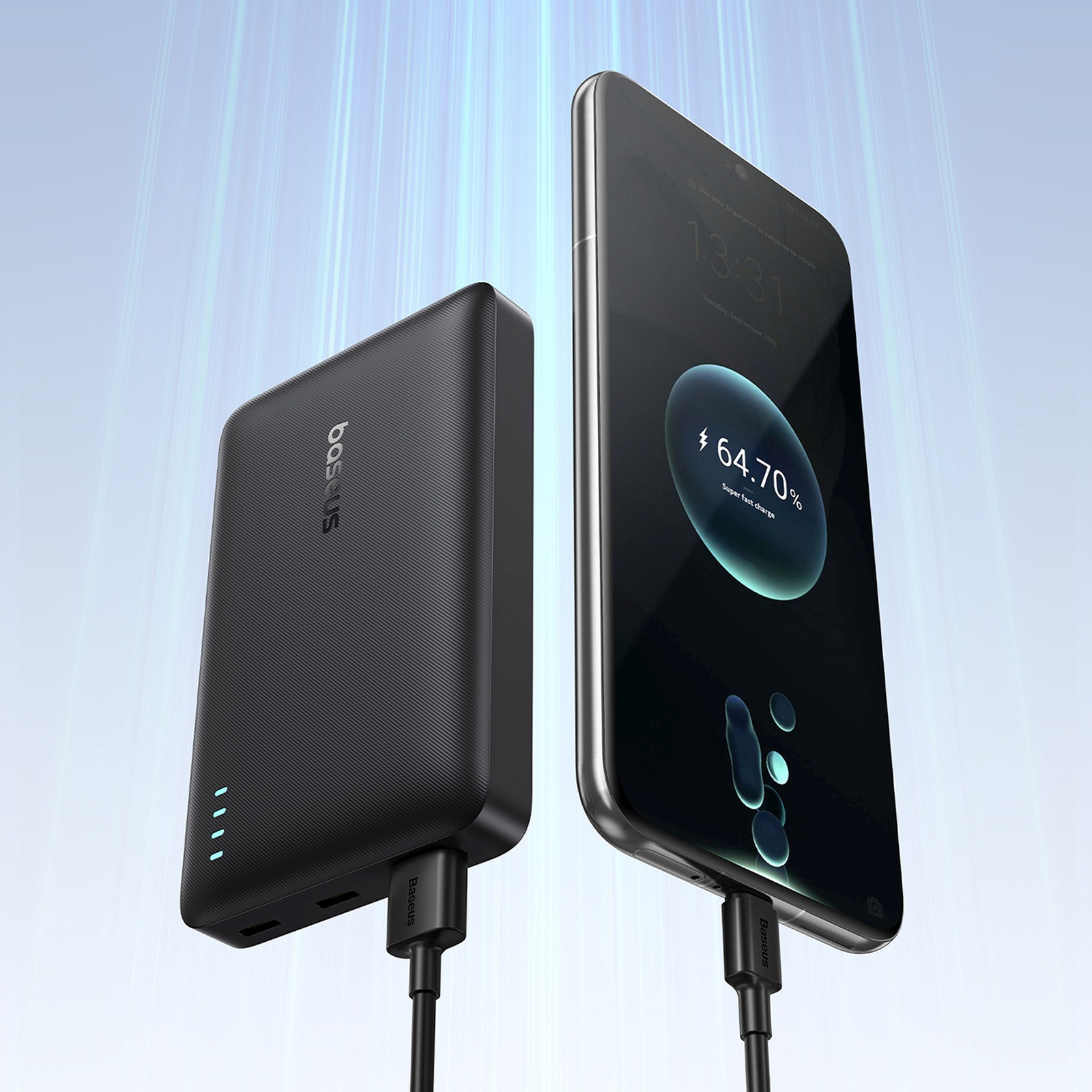 Powerbank 10000mAh 22.5W EnerFill FP21 USB-A USB-C z kablem USB-C - czarny (11)