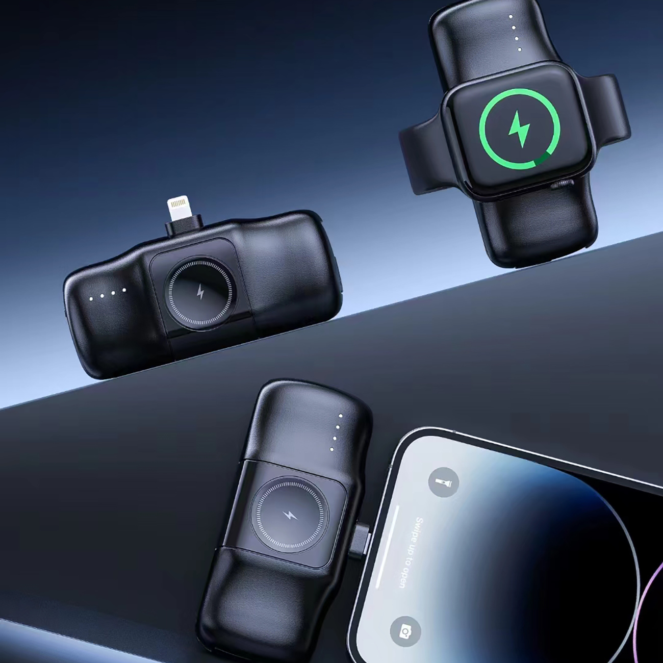 Mini powerbank 5000mAh 15W iPhone Lightning i ładowarką do Apple Watch - czarny (7)