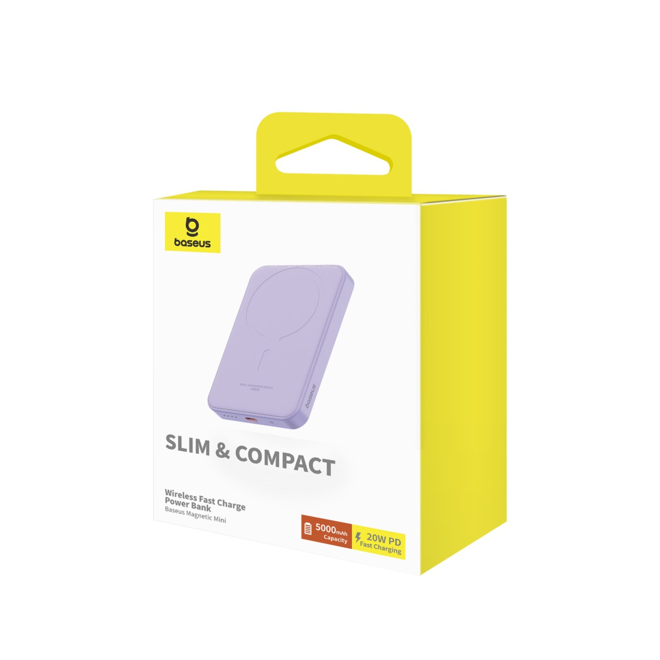 Mini powerbank 5000mAh 20W + kabel USB-C 20V / 3A fioletowy (4)